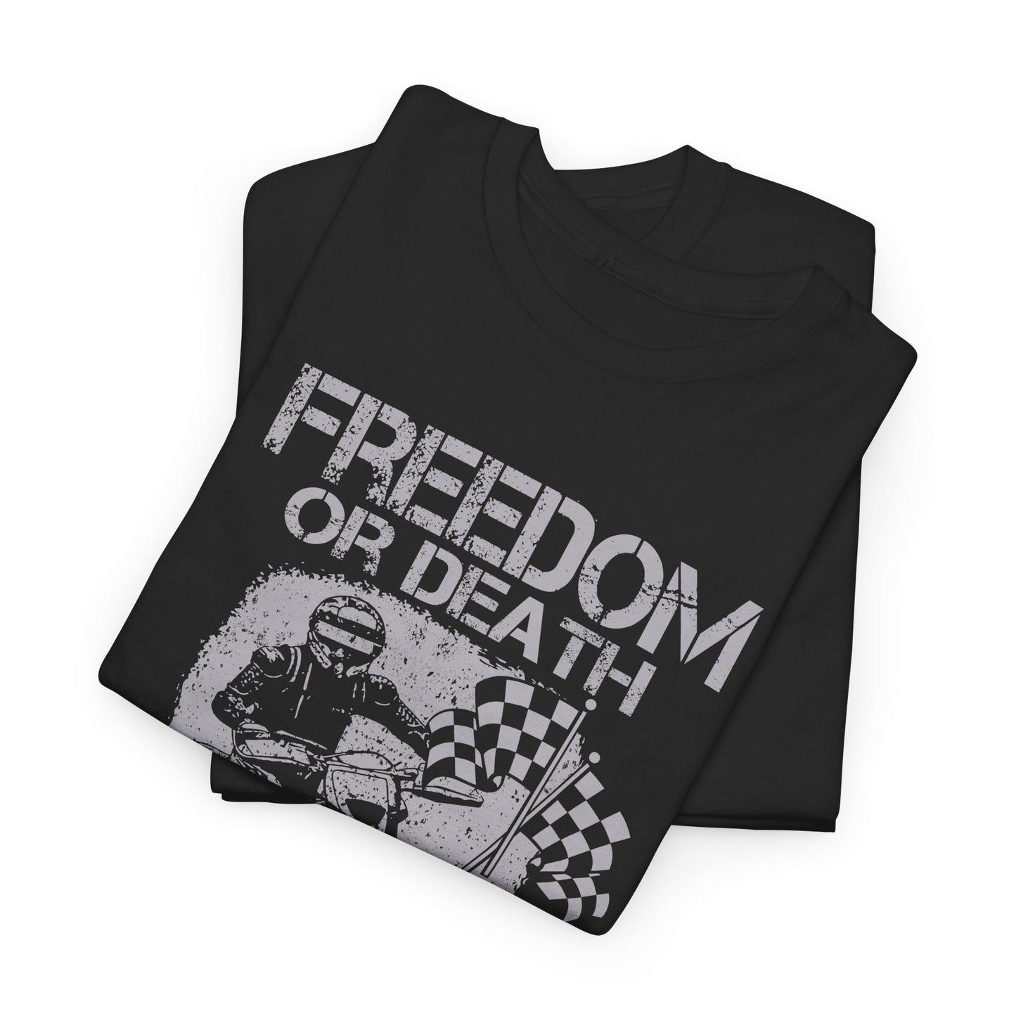 "Freedom or Death Road Race" Unisex Heavy Cotton Tee - Motorcycle Road Race T-Shirt - CHILL T-SHIRT