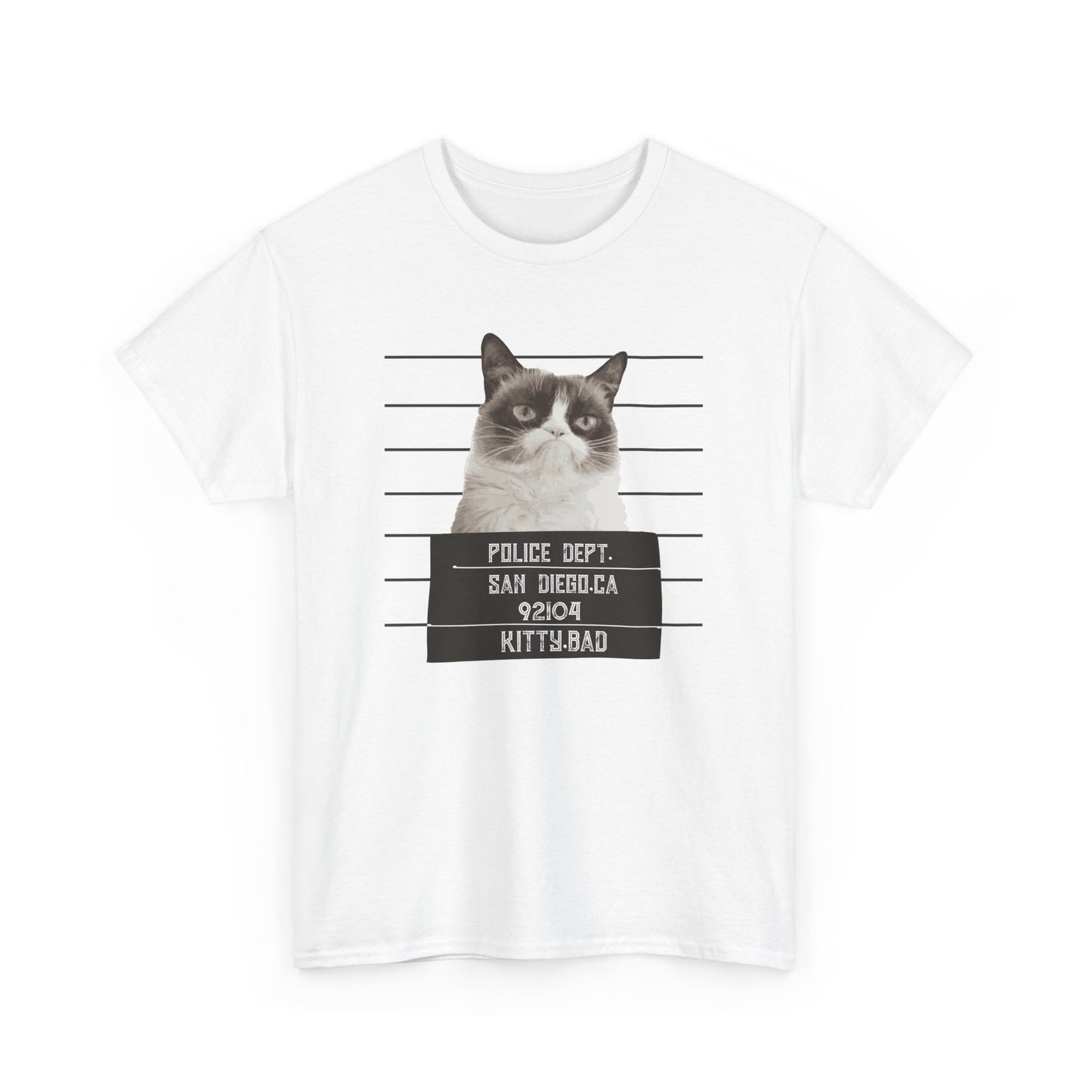 Grumpy Cat Unisex Heavy Cotton Tee - Police Dept Mugshot Design
