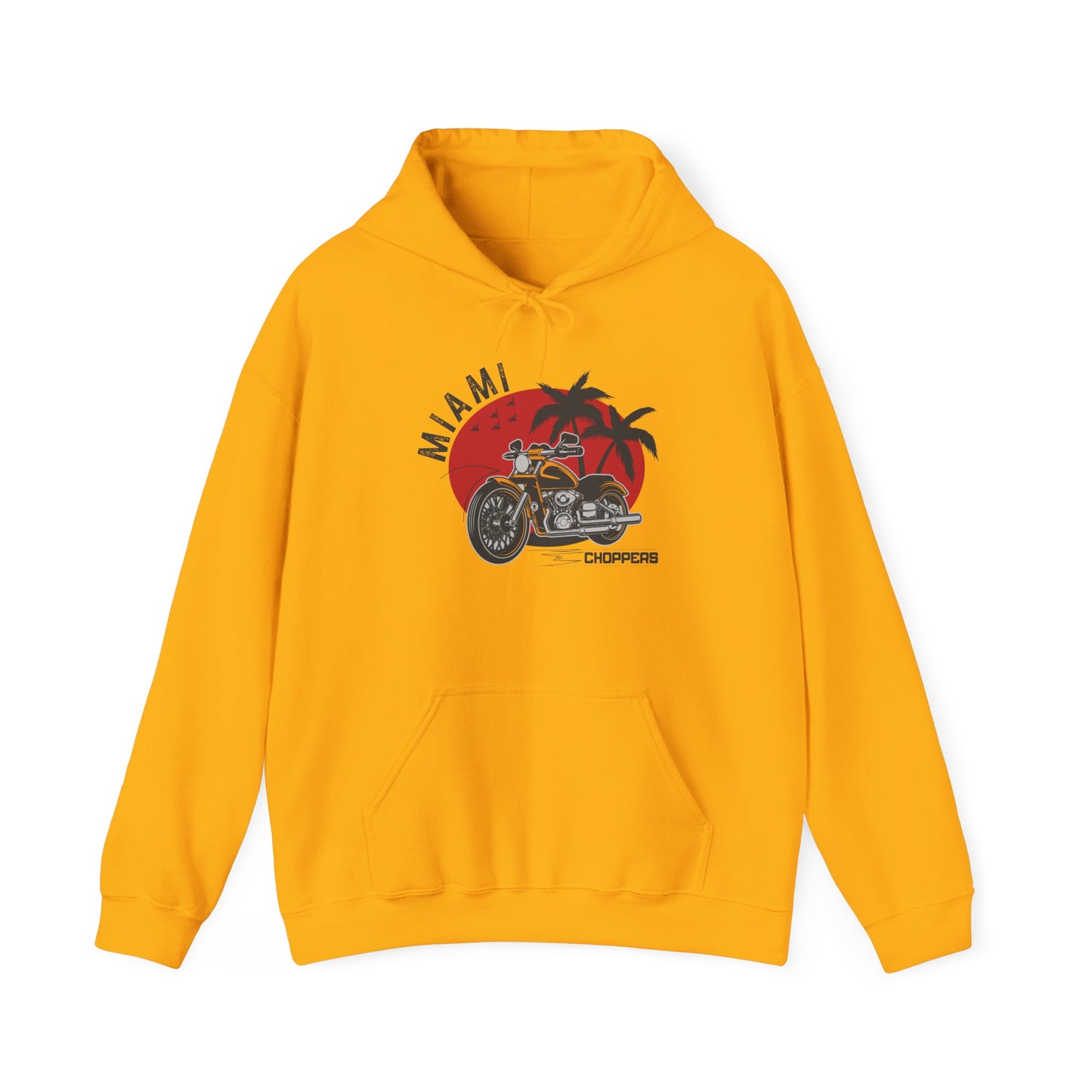 Miami Choppers Unisex Heavy Blend™ - Retro Motorcycle Design for Road Trip Enthusiasts Hooded Sweatshirt