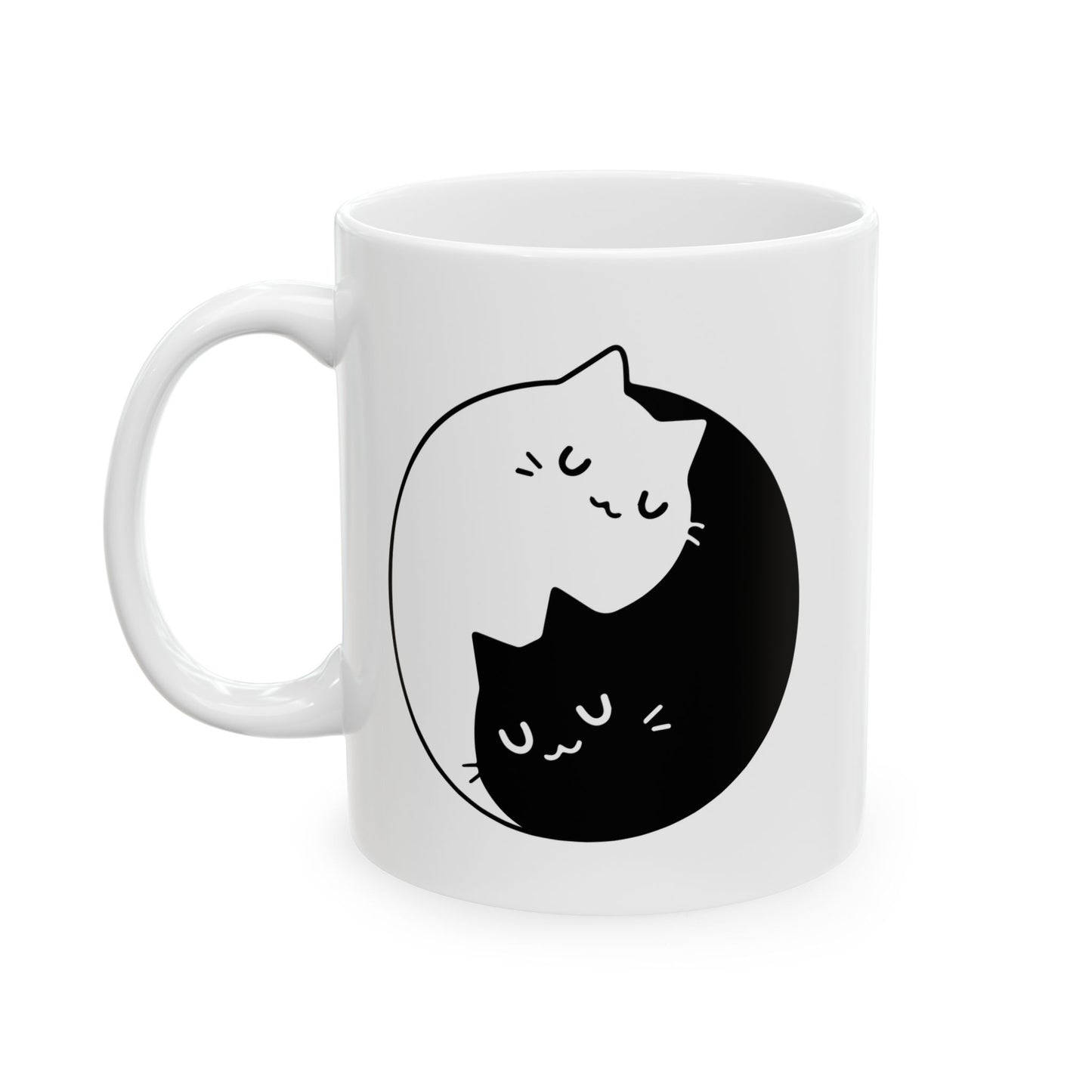 Cute Cat Yin Yang Ceramic Mug - 11oz & 15oz - CHILL T-SHIRT
