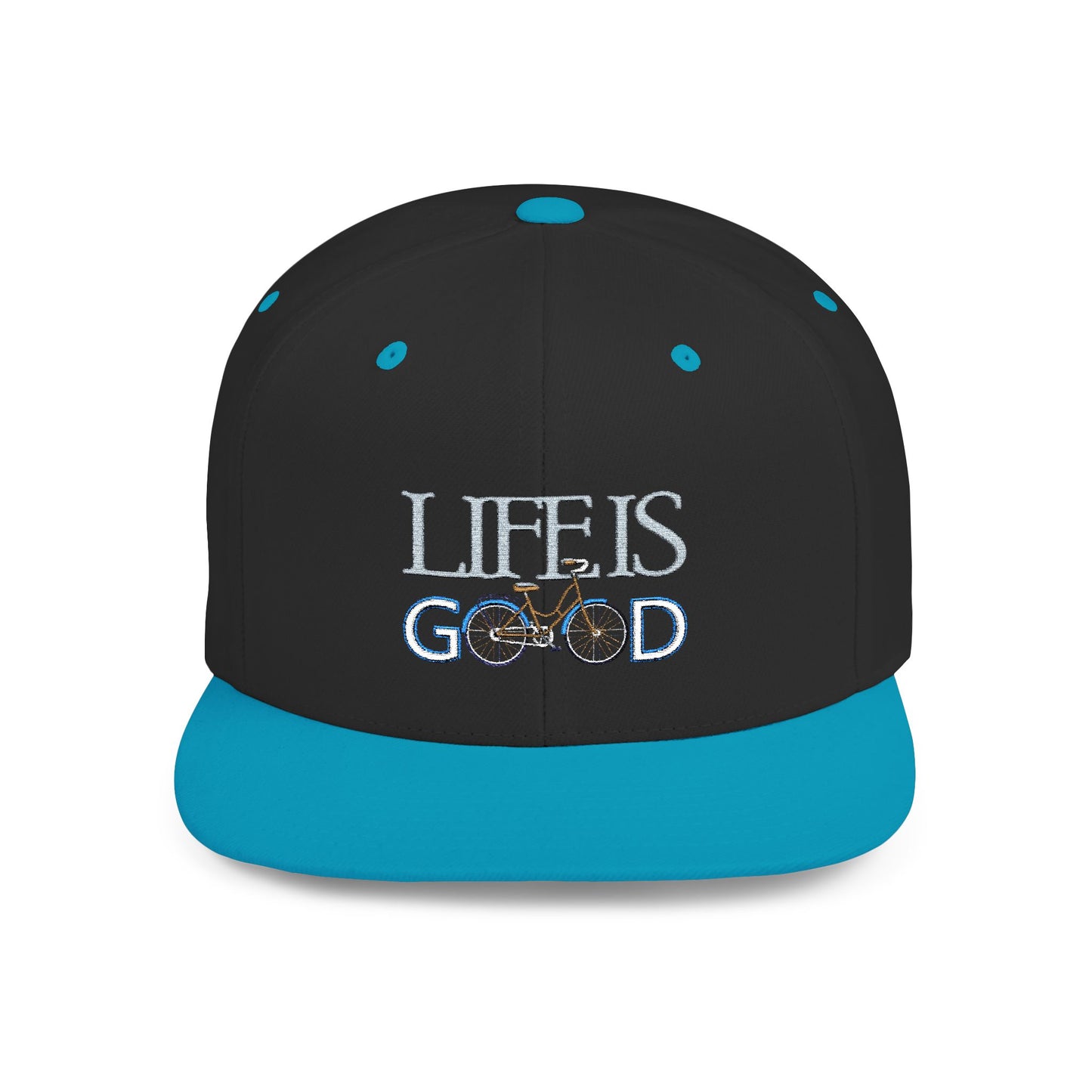 Life is Good Flat Bill Snapback Hat for Cycling Enthusiasts