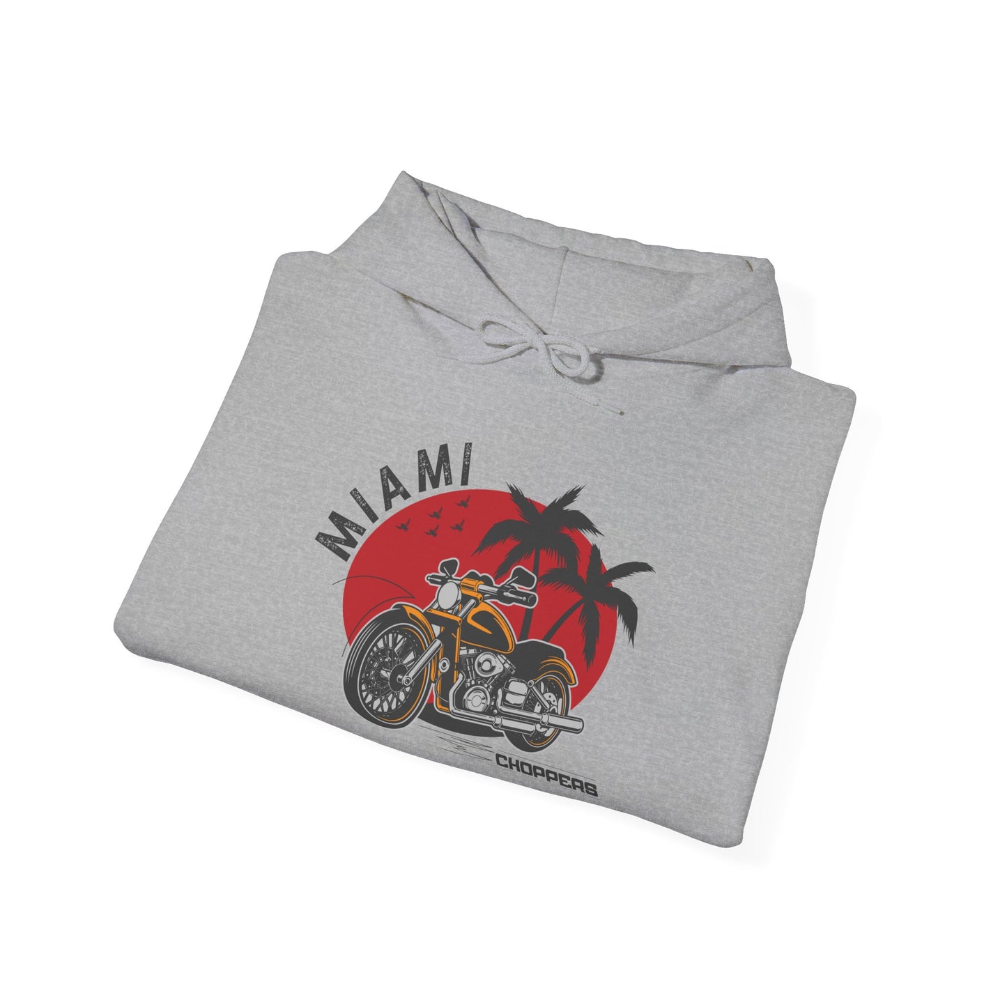 Miami Choppers Unisex Heavy Blend™ - Retro Motorcycle Design for Road Trip Enthusiasts Hooded Sweatshirt