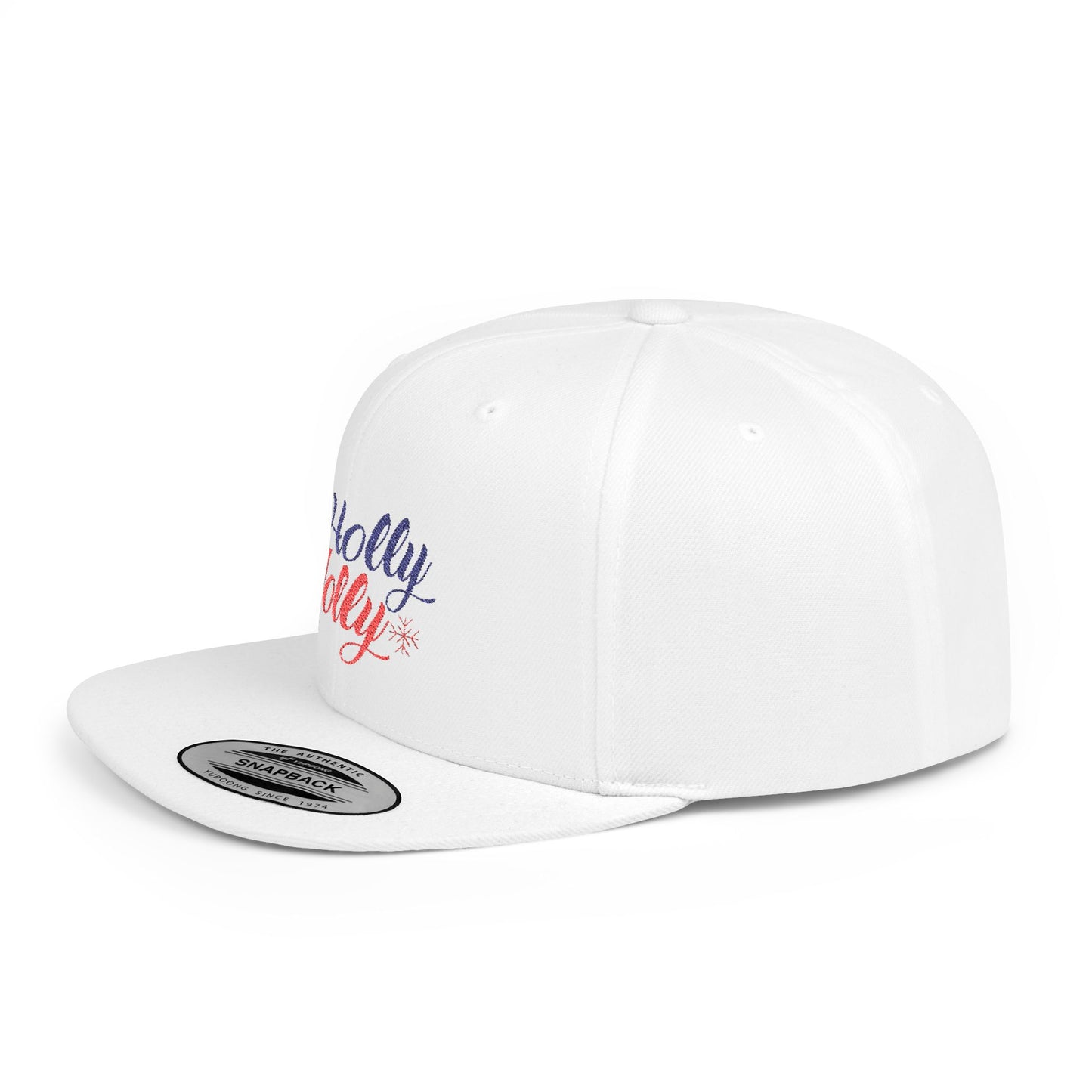 Holly Jolly Flat Bill Snapback Cap - Festive Holiday Hat