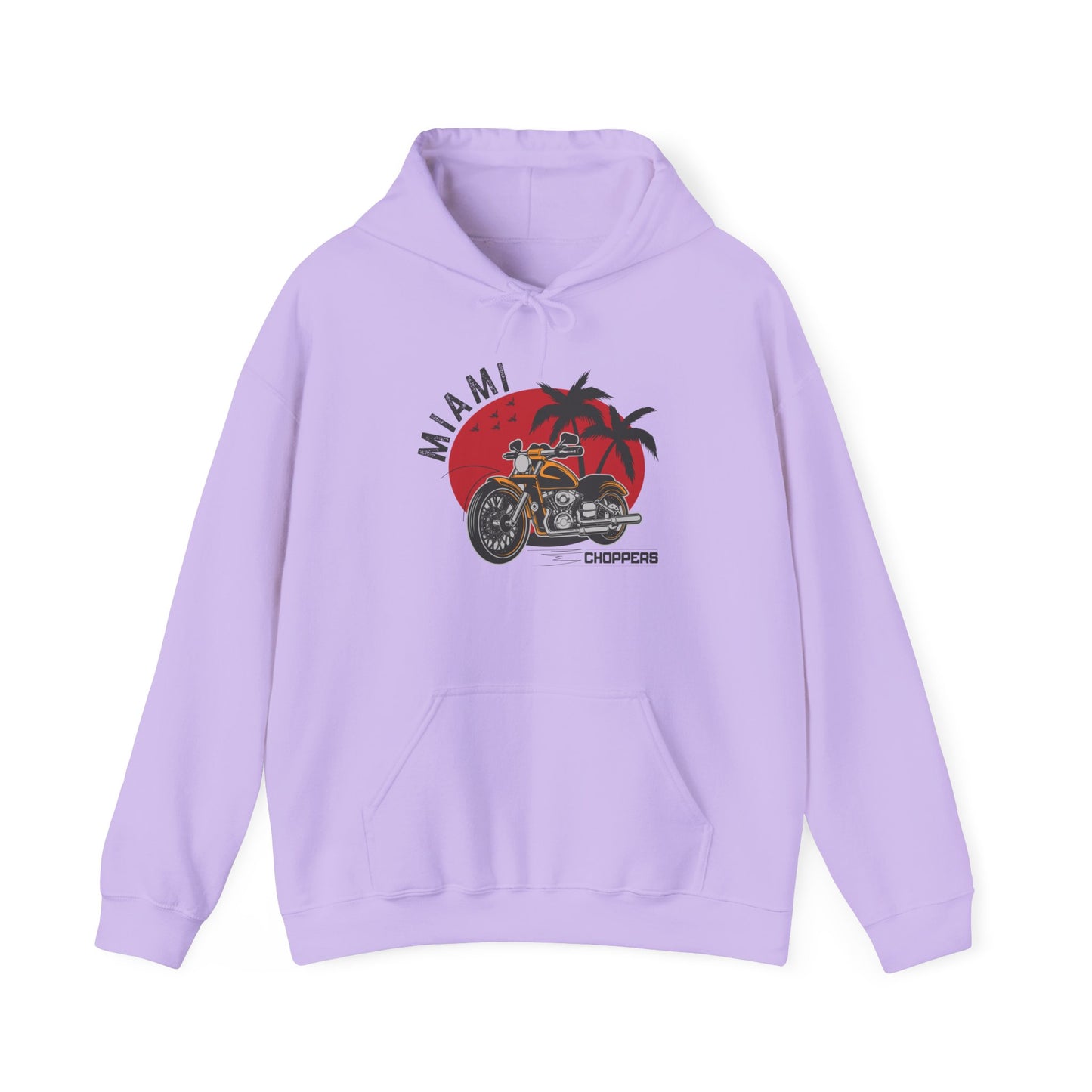 Miami Choppers Unisex Heavy Blend™ - Retro Motorcycle Design for Road Trip Enthusiasts Hooded Sweatshirt
