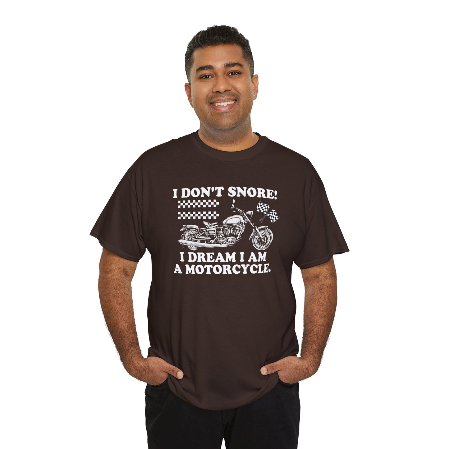 "I Dream I Am A Motorcycle" Unisex Heavy Cotton Tee - Perfect for Bikers & Dreamers! T-Shirt - CHILL T-SHIRT