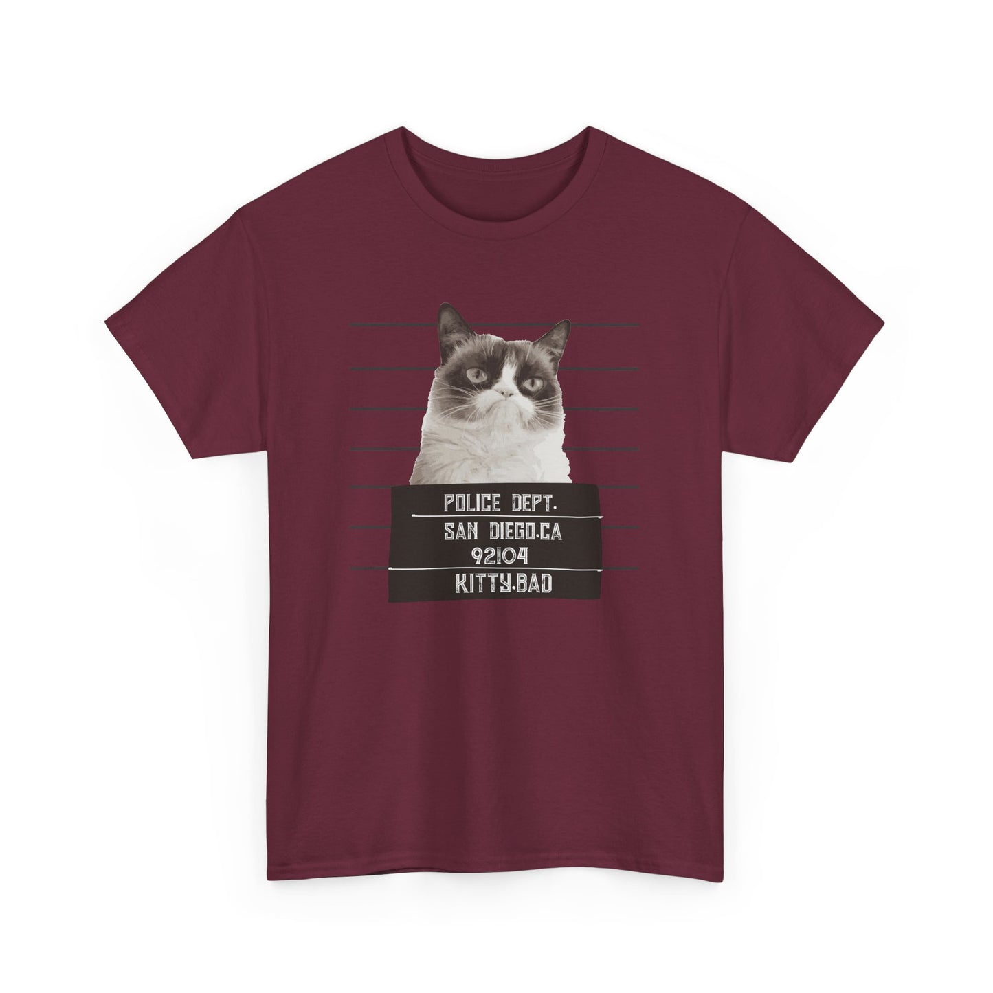 Grumpy Cat Unisex Heavy Cotton Tee - Police Dept Mugshot Design