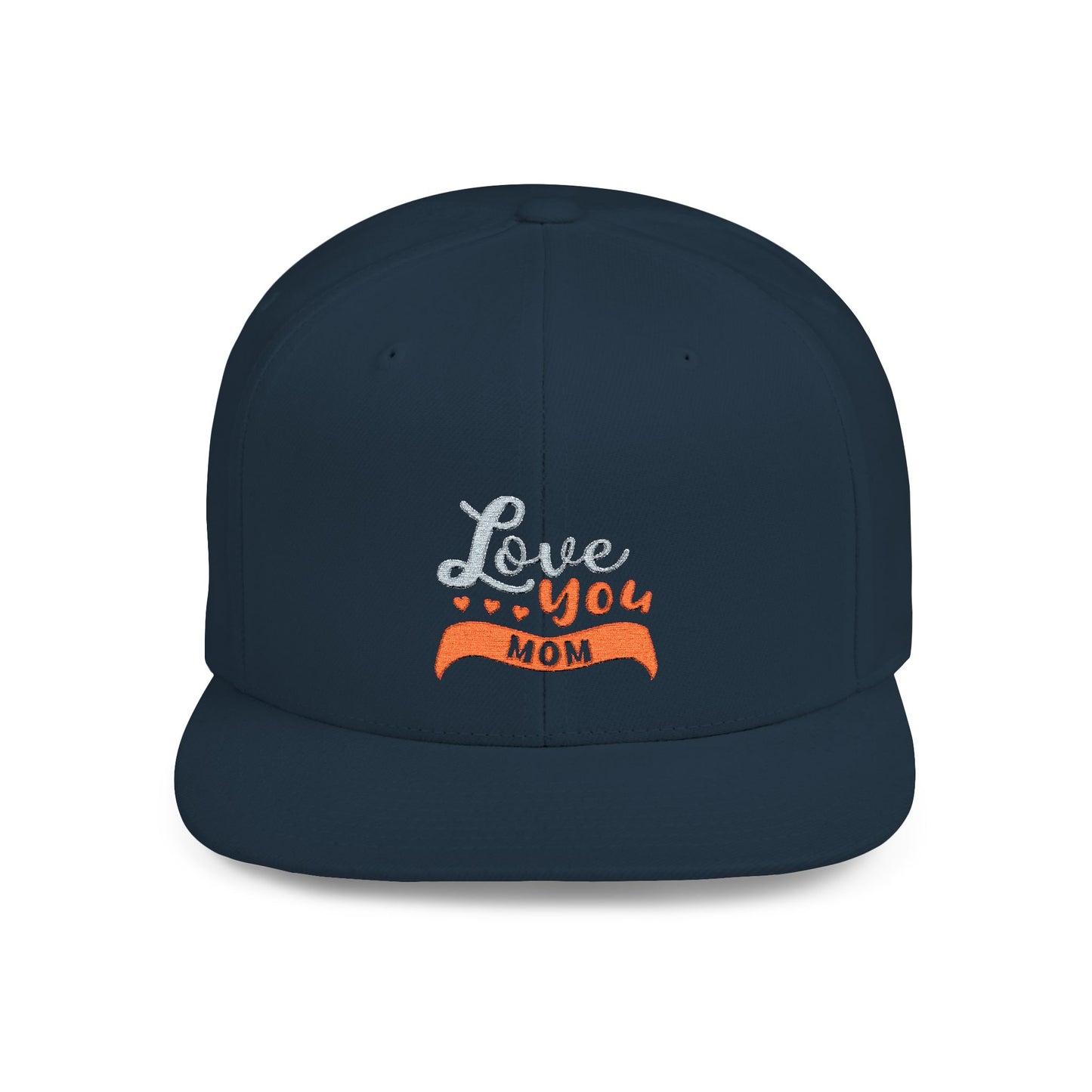 Love You Mom Flat Bill Snapback Hat - Stylish Gift for Mother's Day