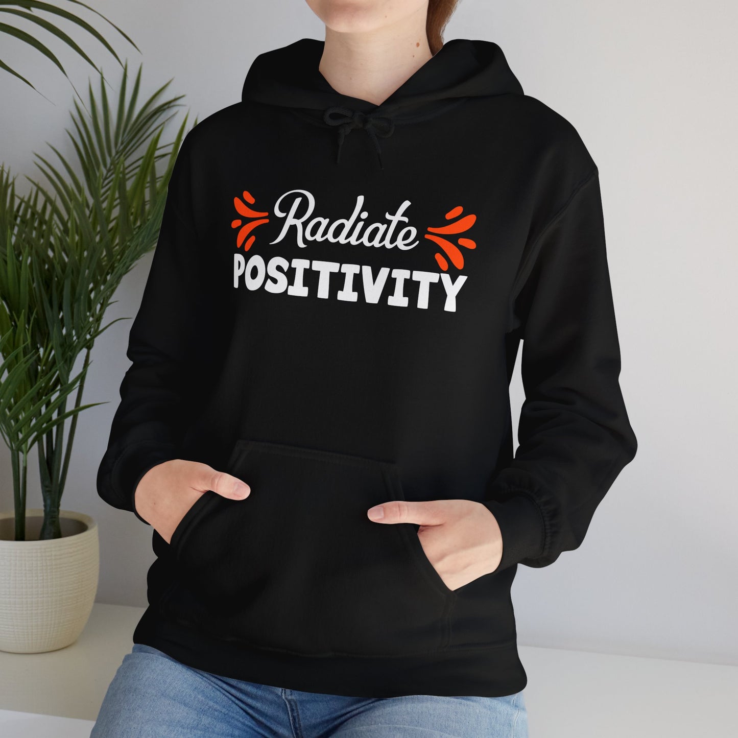 "Radiate Positivity" Unisex Heavy Blend™ Inspirational Apparel for Everyday Wear Hooded Sweatshirt