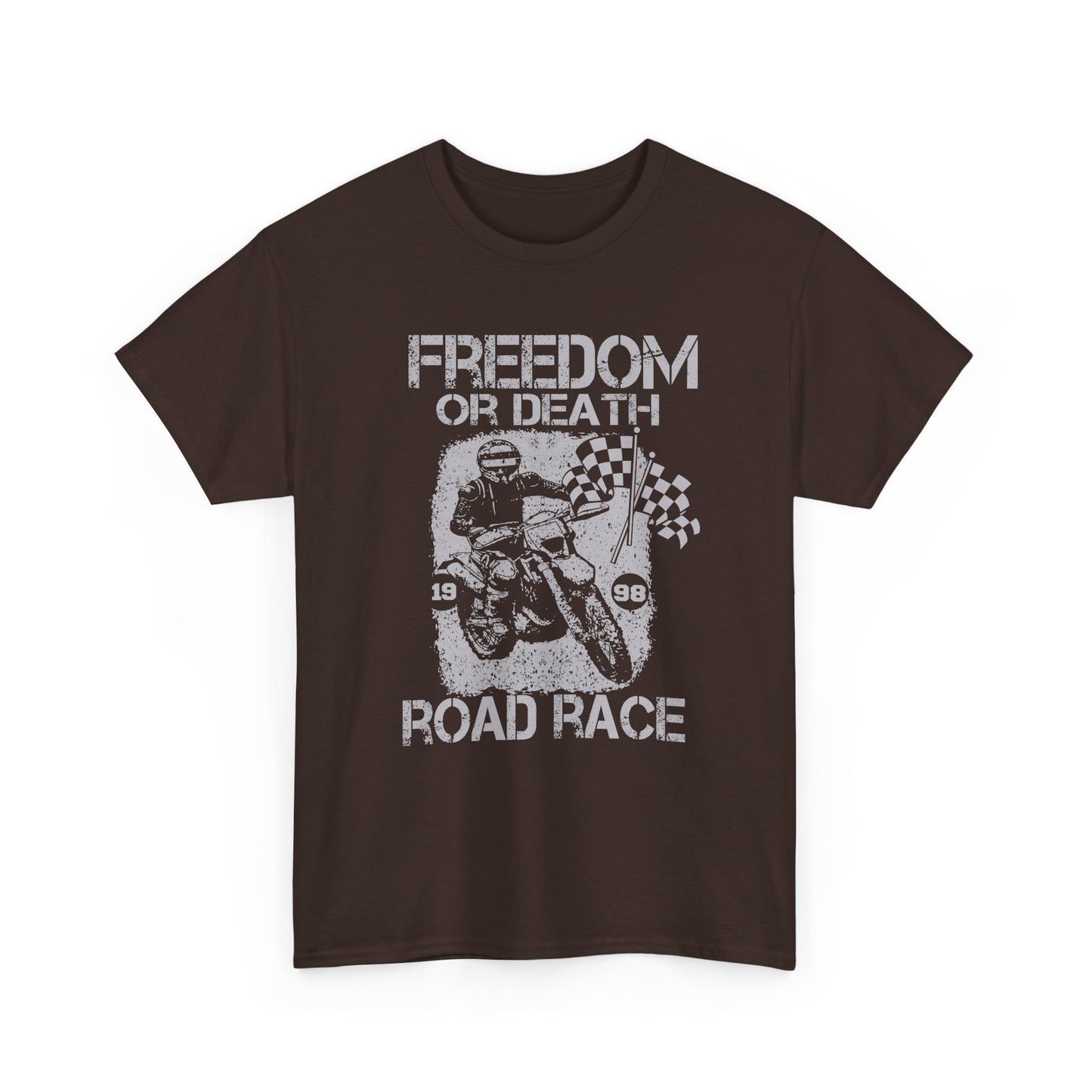 "Freedom or Death Road Race" Unisex Heavy Cotton Tee - Motorcycle Road Race T-Shirt - CHILL T-SHIRT