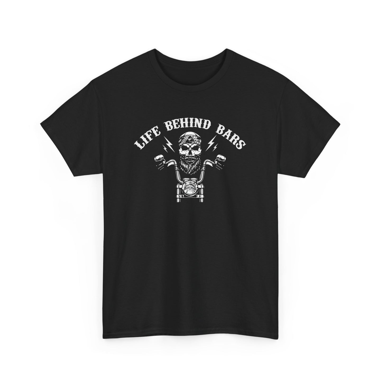 Life Behind Bars Motorcycle Tee - Unisex Heavy Cotton T-Shirt for Bikers - CHILL T-SHIRT