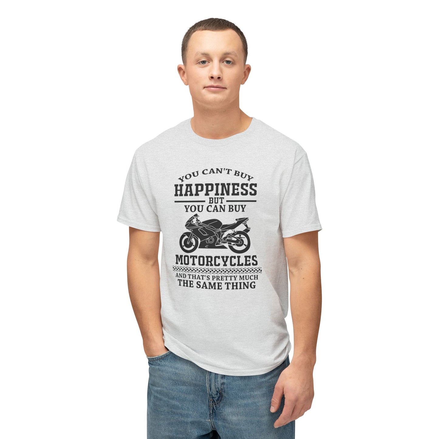Motorcycle Lover's Happiness Tee - Unisex Heavy Cotton Tee T-Shirt - CHILL T-SHIRT