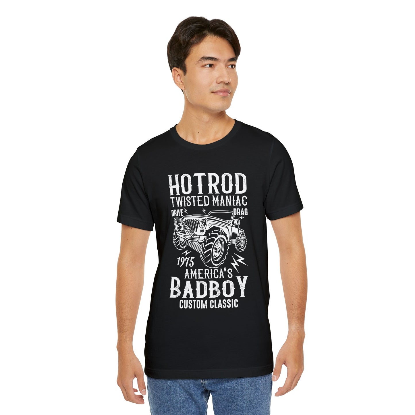 "Hot Rod Twisted Maniac, Drive Drag 1975, America's Badboy Custom Classic" Quotes Unisex Heavy Cotton Tee T-Shirt - CHILL T-SHIRT