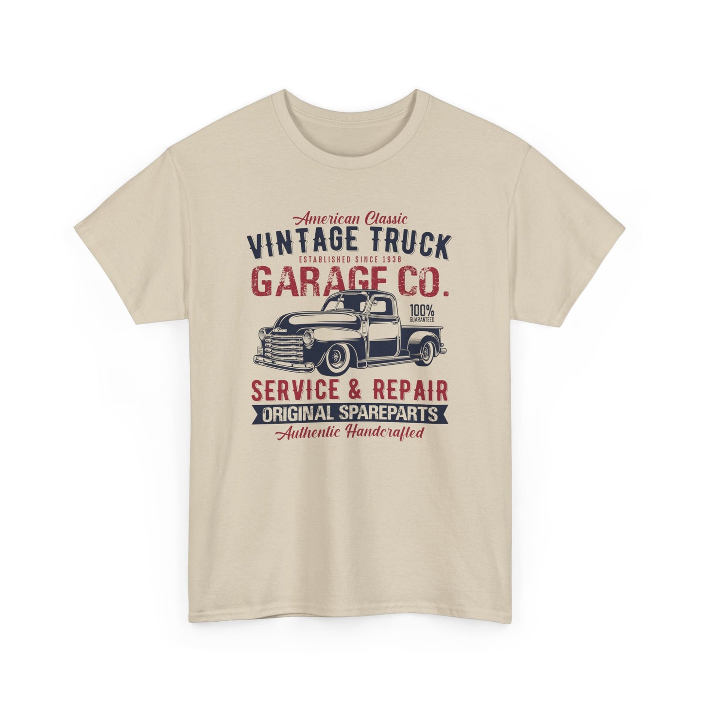 Vintage Truck Garage Unisex Heavy Cotton Tee - Authentic Classic Repair Design - CHILL T-SHIRT