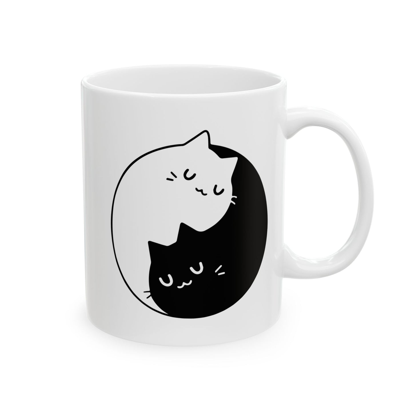 Cute Cat Yin Yang Ceramic Mug - 11oz & 15oz - CHILL T-SHIRT