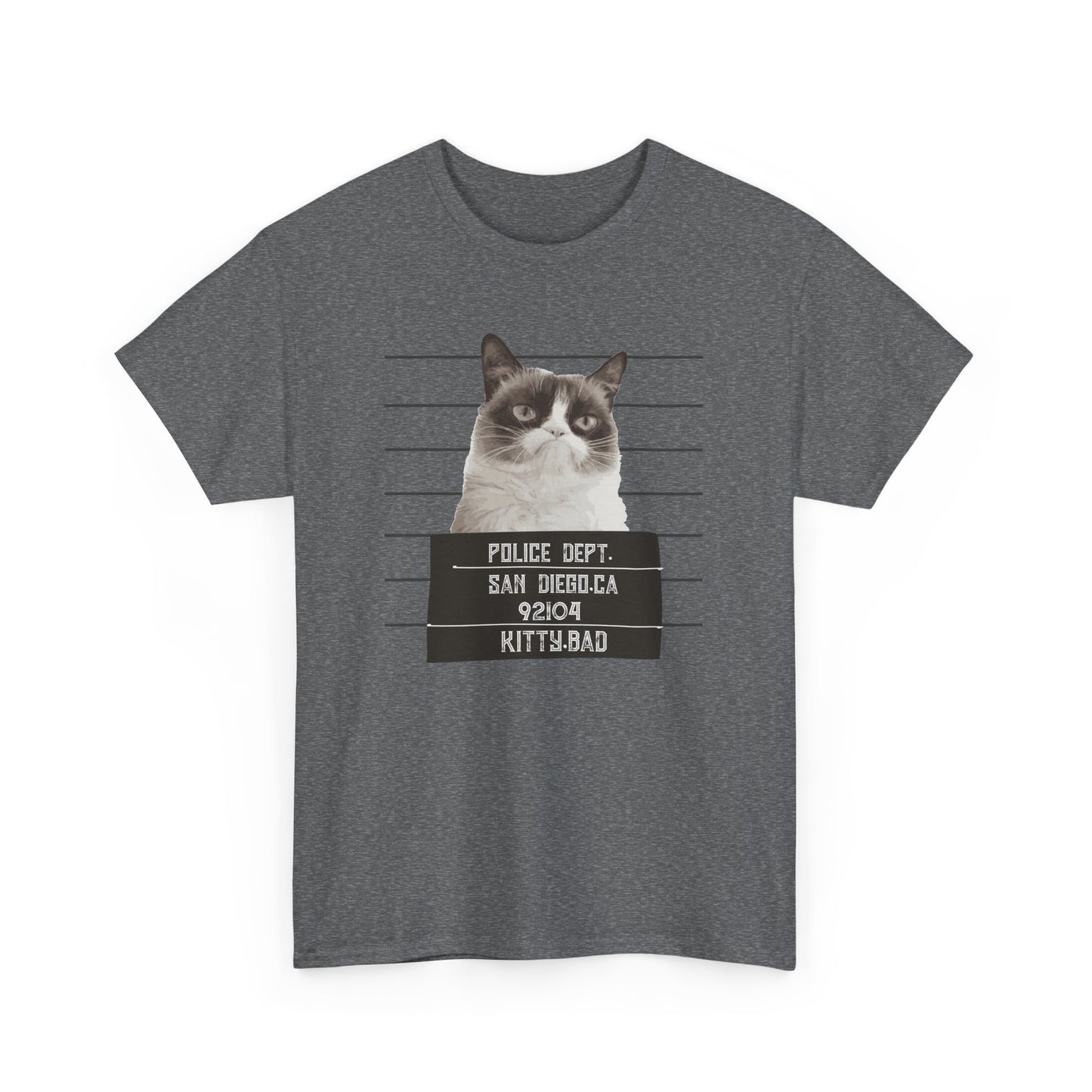 Grumpy Cat Unisex Heavy Cotton Tee - Police Dept Mugshot Design