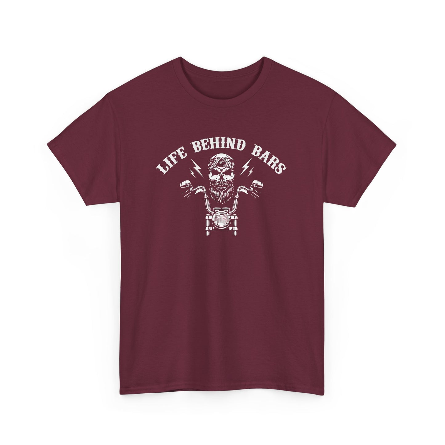 Life Behind Bars Motorcycle Tee - Unisex Heavy Cotton T-Shirt for Bikers - CHILL T-SHIRT