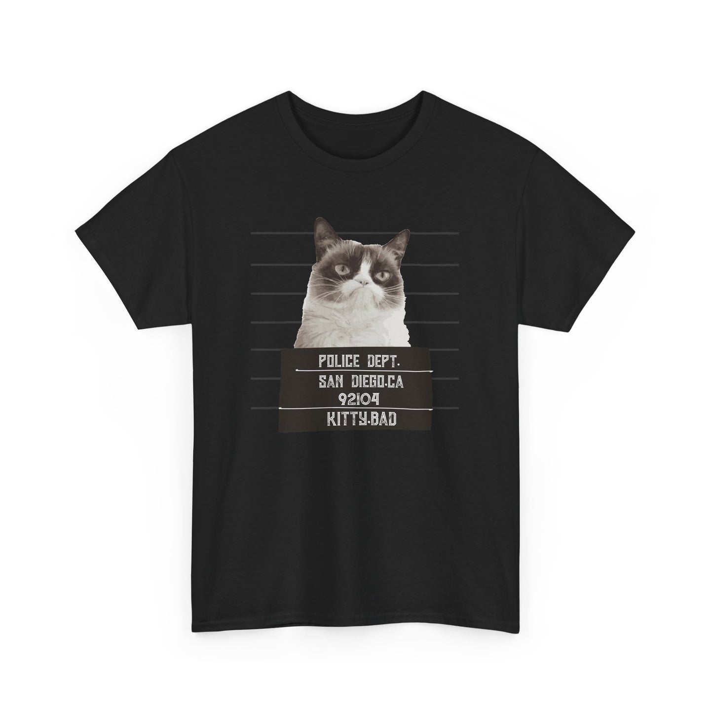 Grumpy Cat Unisex Heavy Cotton Tee - Police Dept Mugshot Design