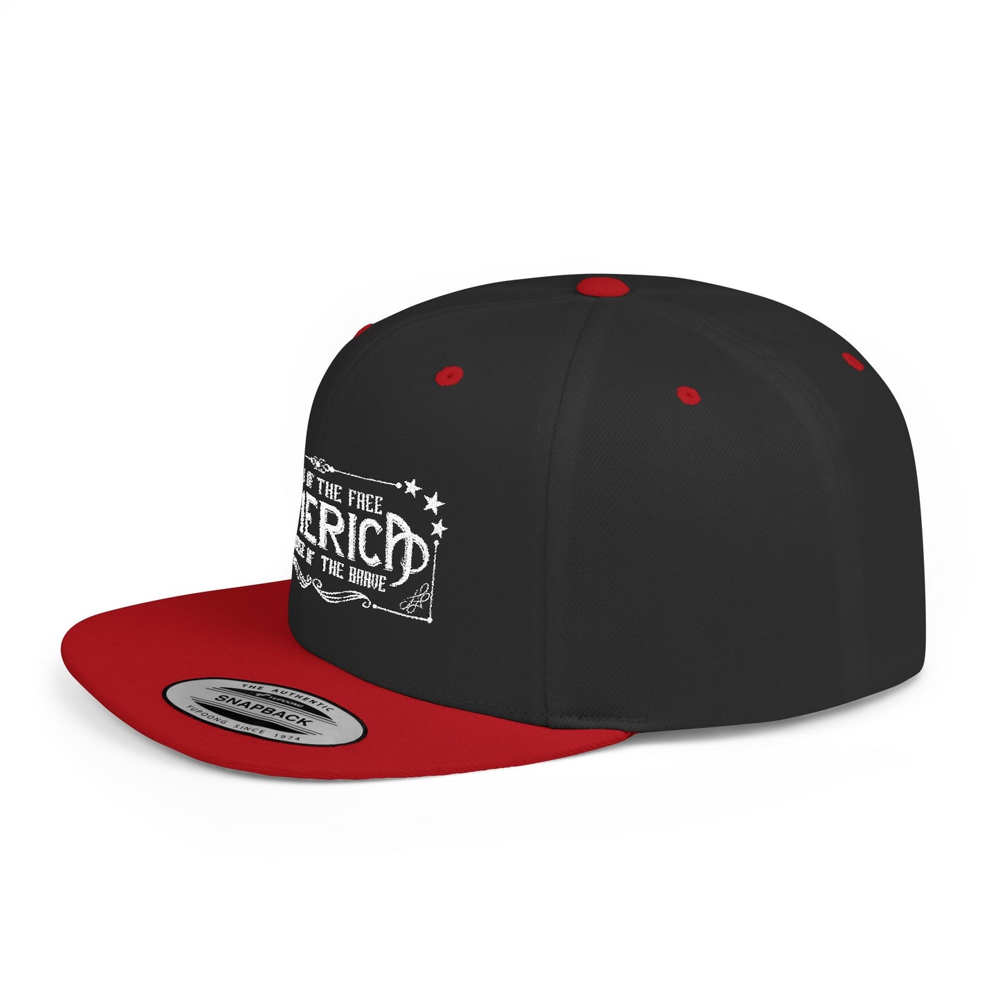 Land of the Free Snapback Cap - Patriotic Flat Bill Hat for America Lovers