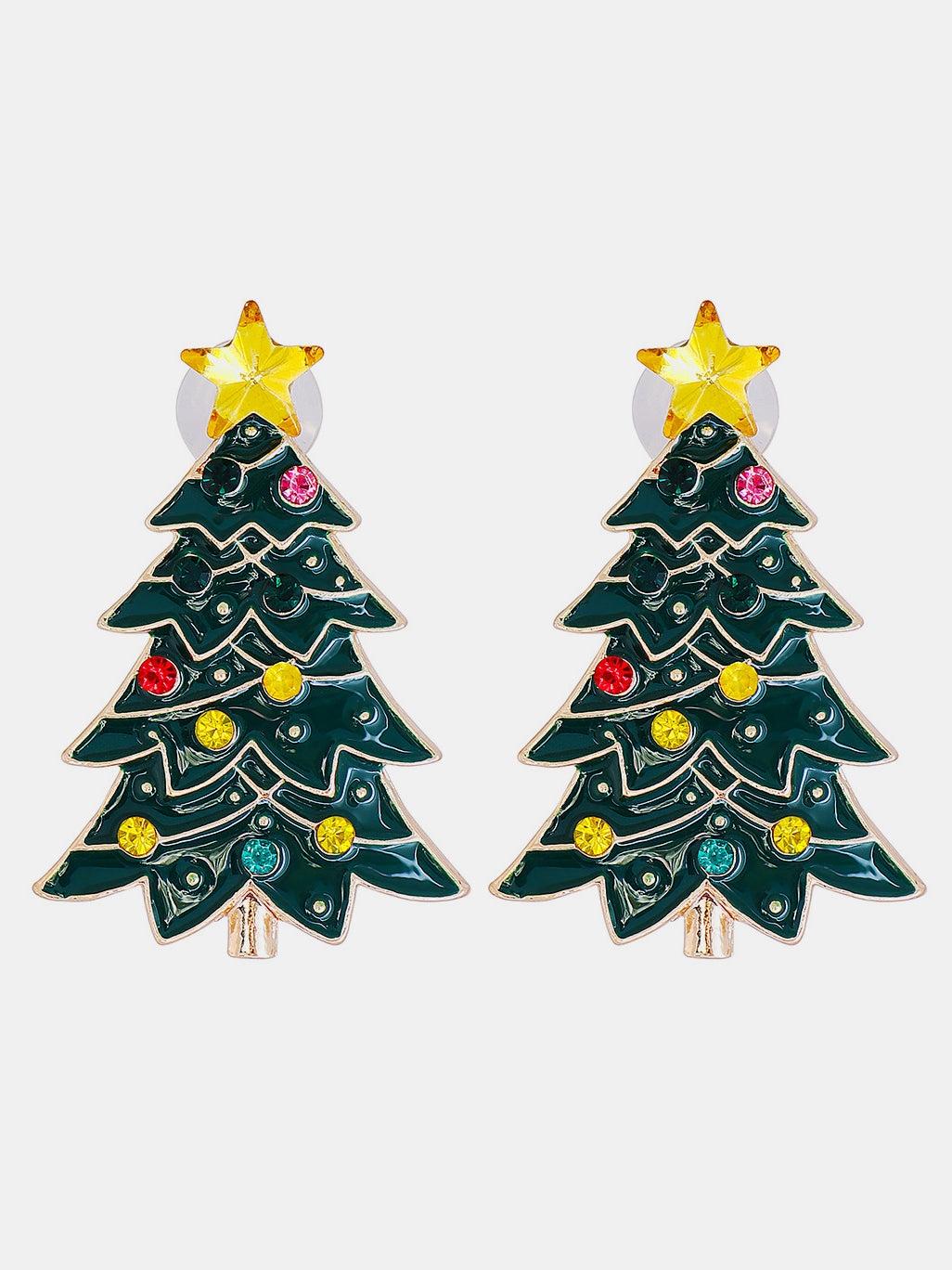 Alloy Inlaid Rhinestone Christmas Tree Earrings - CHILL T-SHIRT