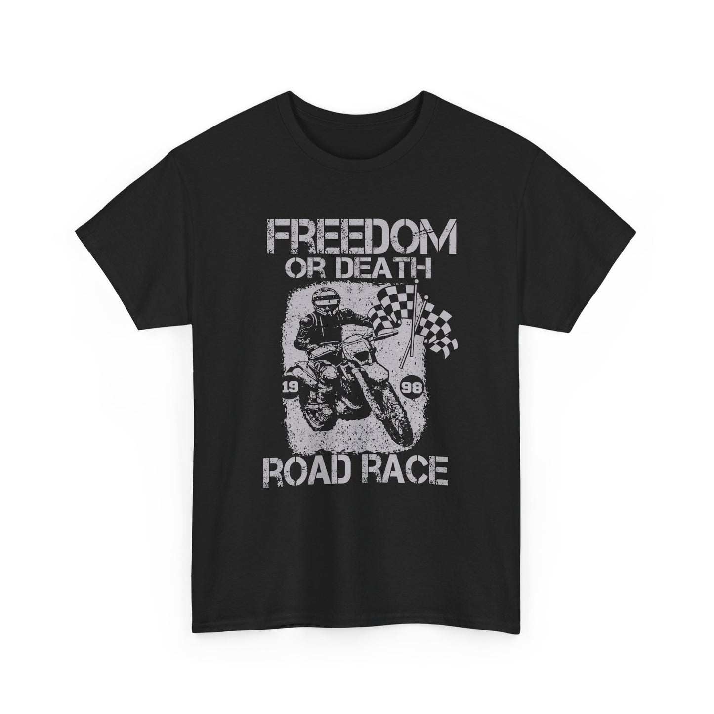 "Freedom or Death Road Race" Unisex Heavy Cotton Tee - Motorcycle Road Race T-Shirt - CHILL T-SHIRT