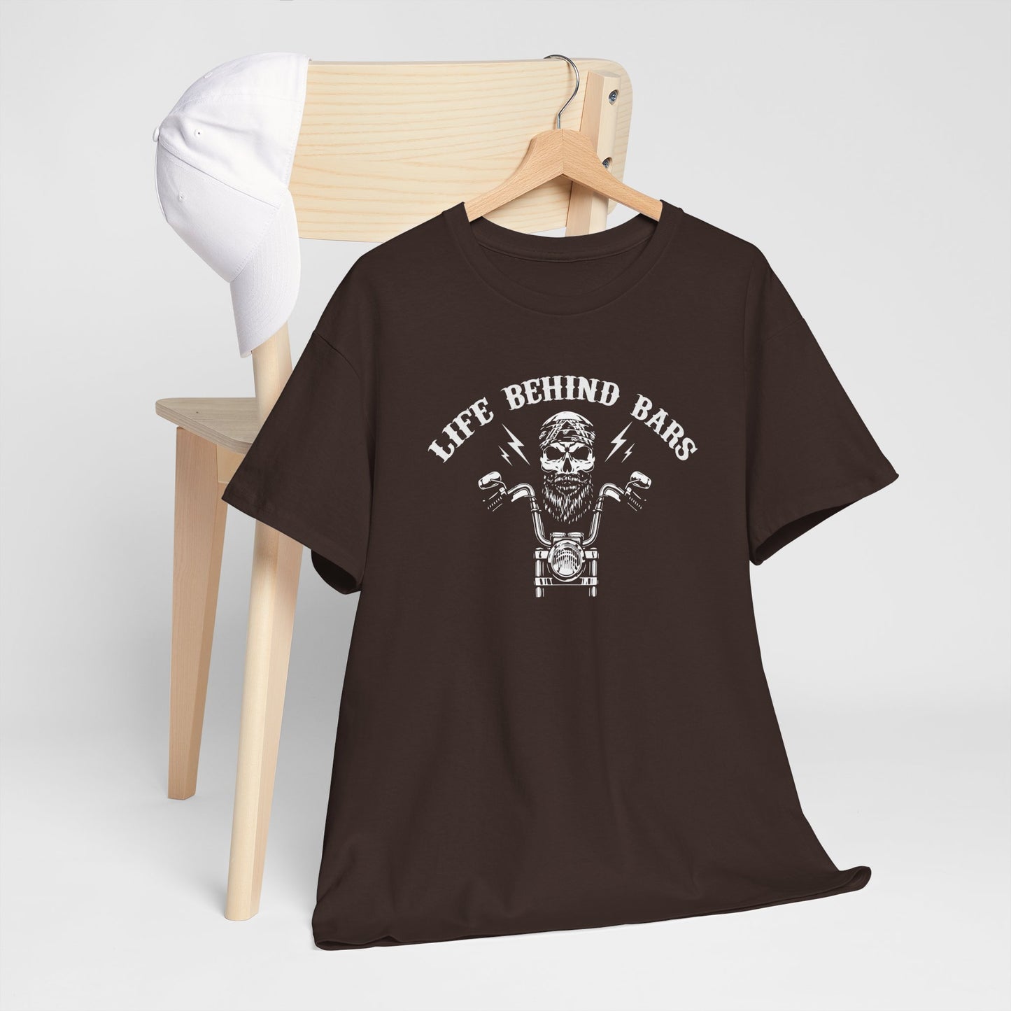 Life Behind Bars Motorcycle Tee - Unisex Heavy Cotton T-Shirt for Bikers - CHILL T-SHIRT