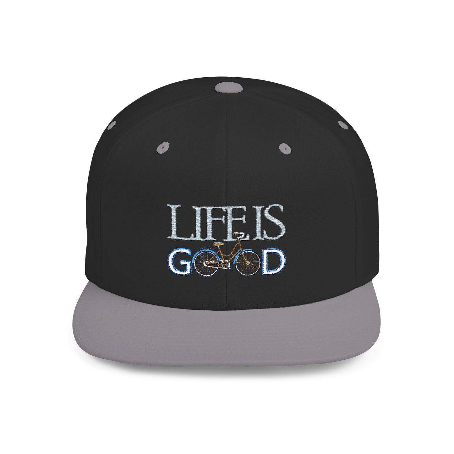 Life is Good Flat Bill Snapback Hat for Cycling Enthusiasts