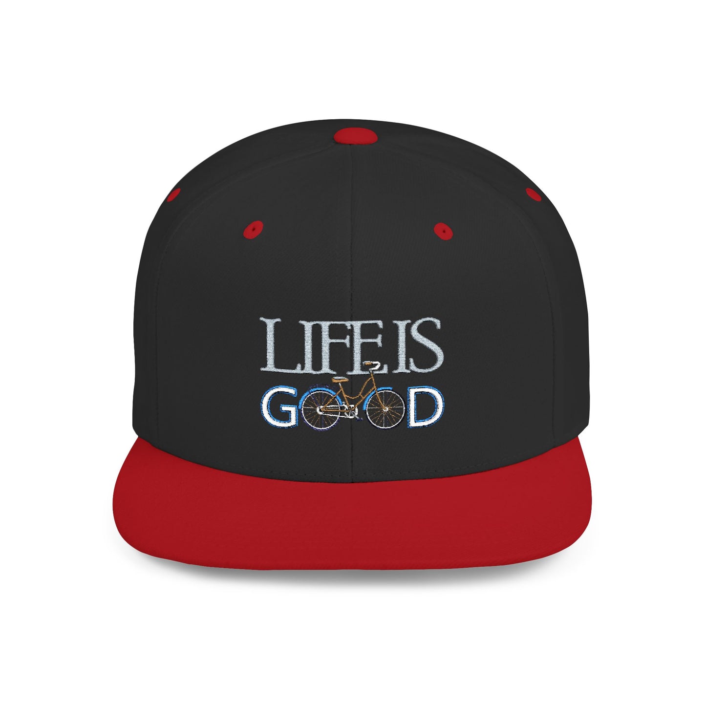 Life is Good Flat Bill Snapback Hat for Cycling Enthusiasts