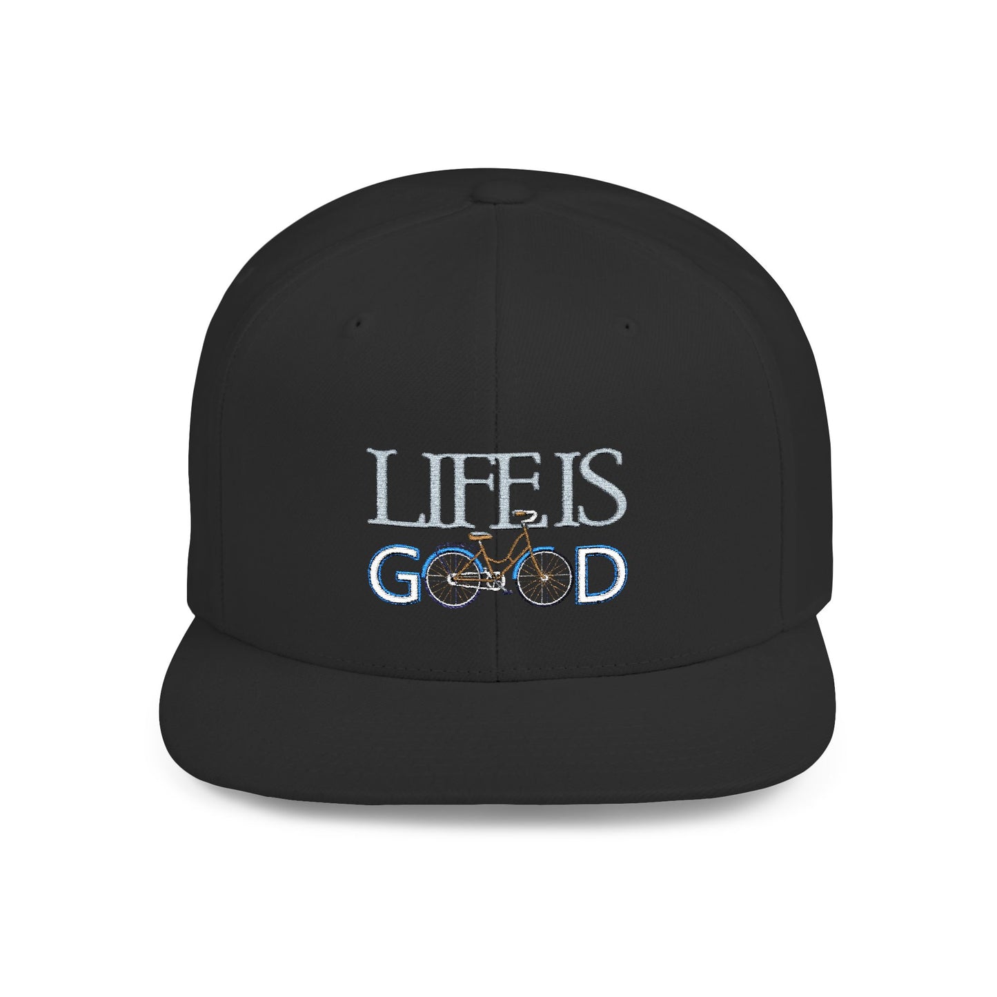 Life is Good Flat Bill Snapback Hat for Cycling Enthusiasts