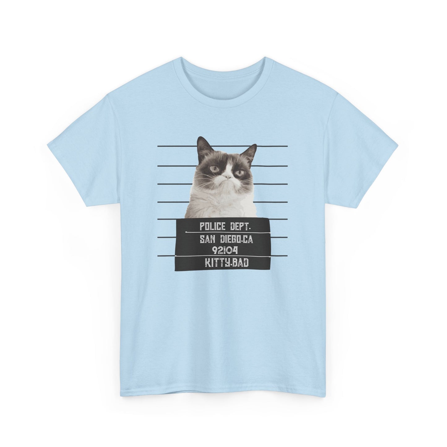 Grumpy Cat Unisex Heavy Cotton Tee - Police Dept Mugshot Design
