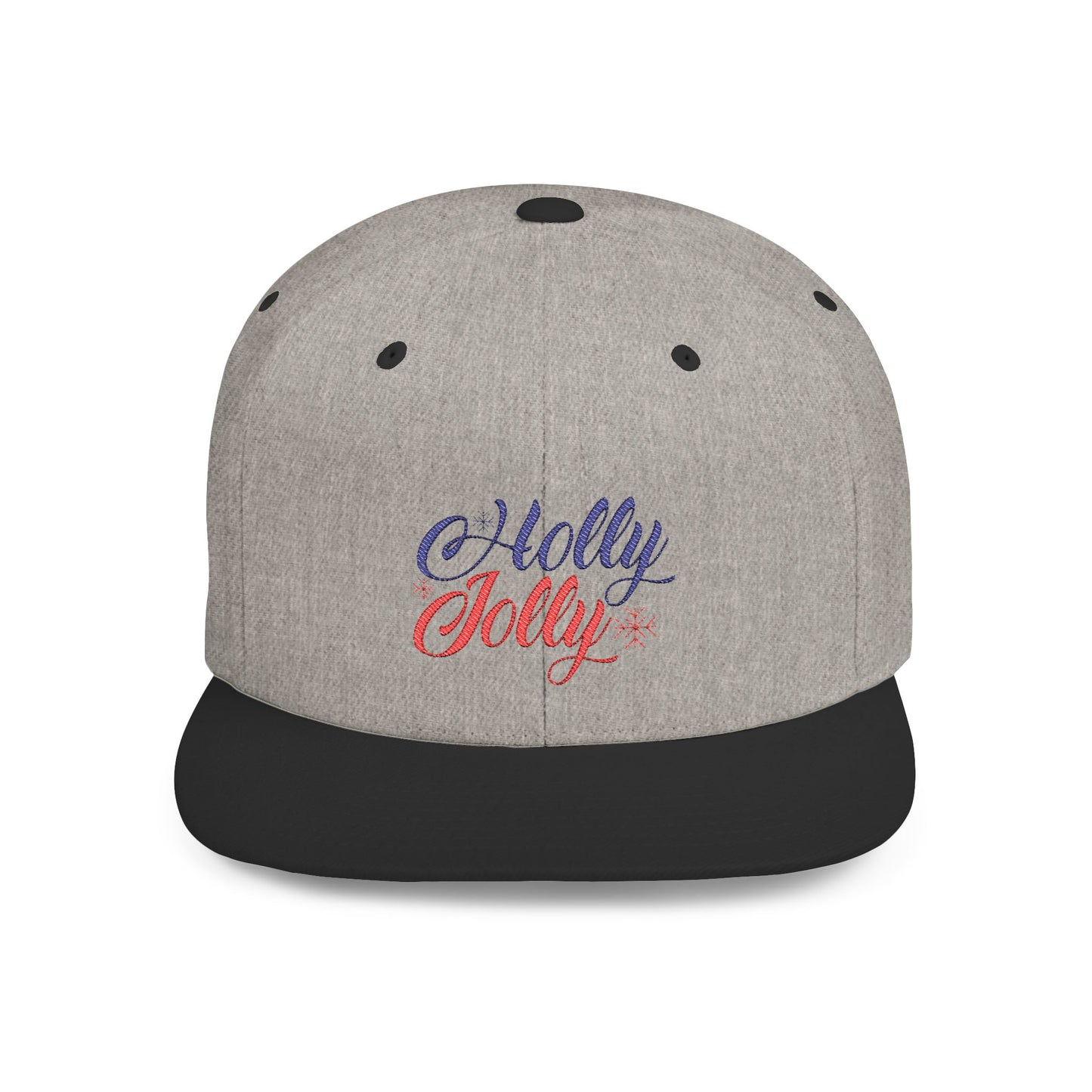 Holly Jolly Flat Bill Snapback Cap - Festive Holiday Hat