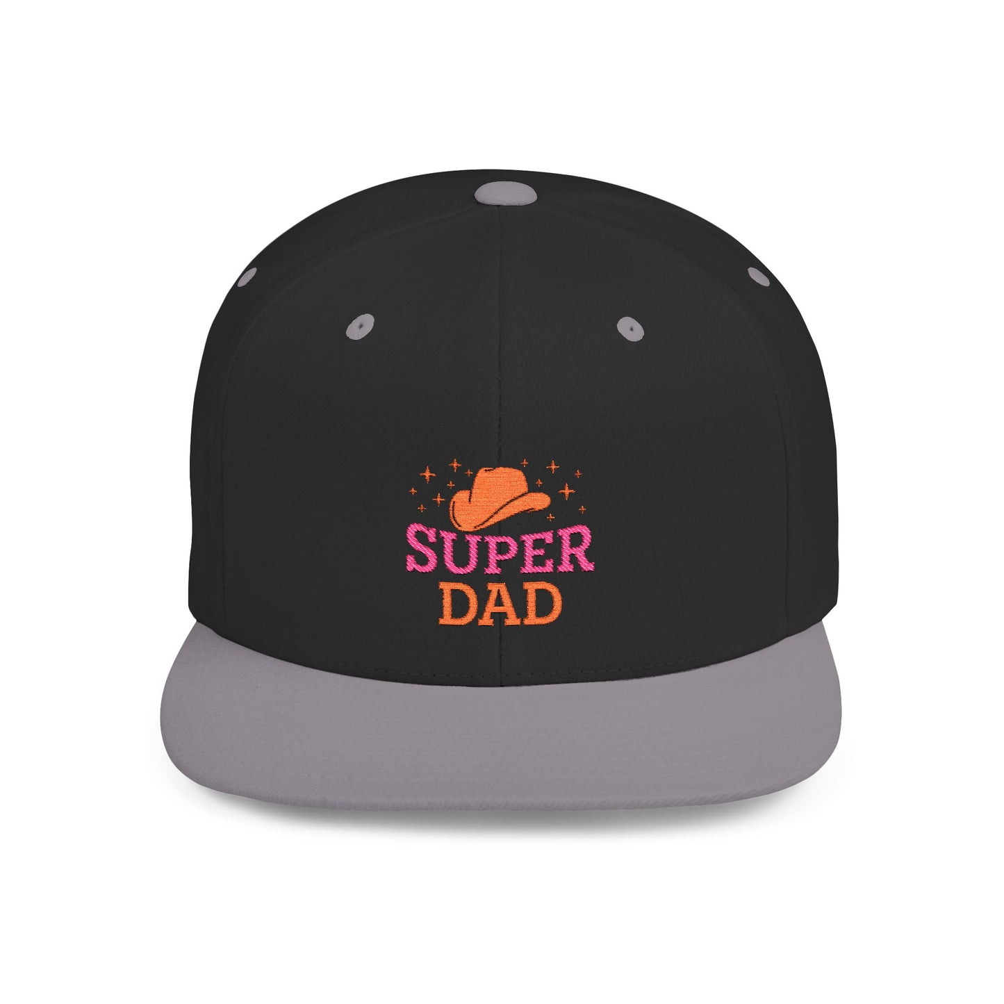 Super Dad Flat Bill Snapback Cap - Cool Gift for Fathers Day