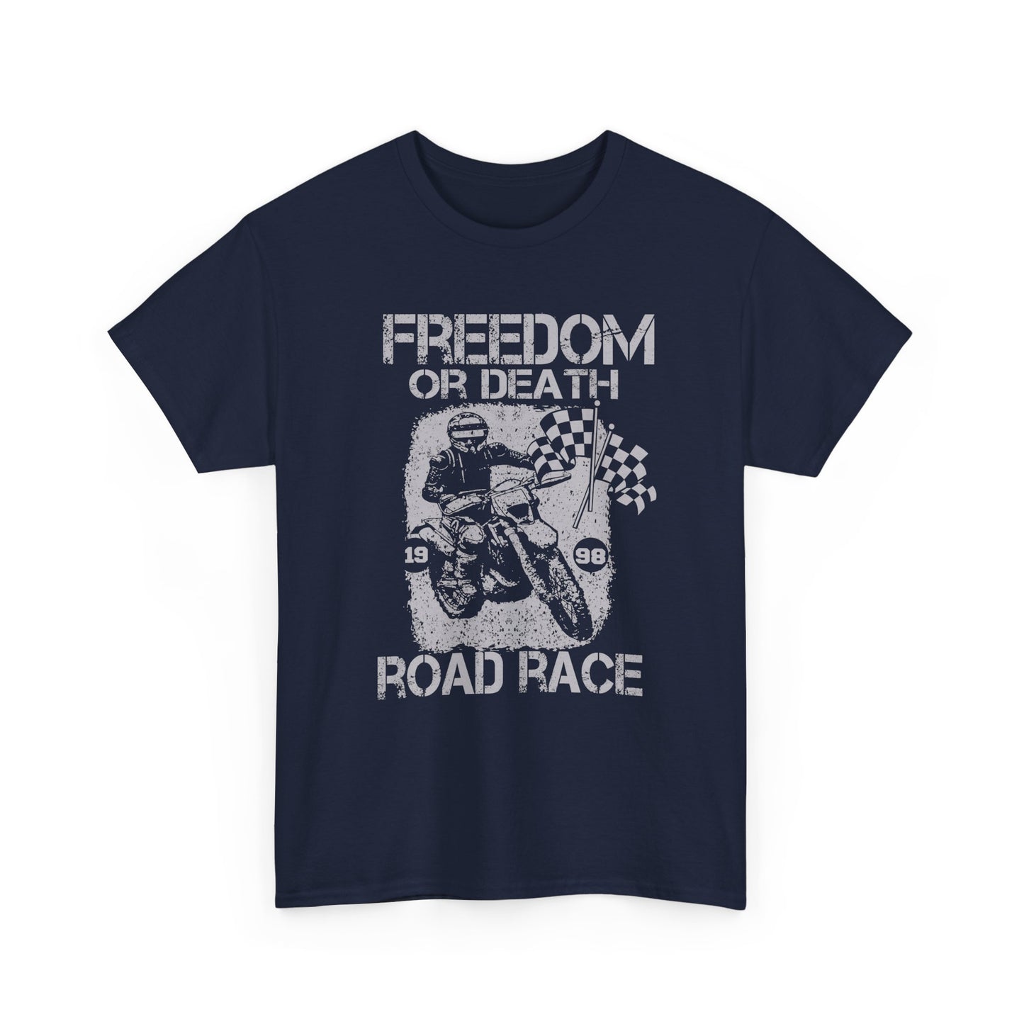 "Freedom or Death Road Race" Unisex Heavy Cotton Tee - Motorcycle Road Race T-Shirt - CHILL T-SHIRT