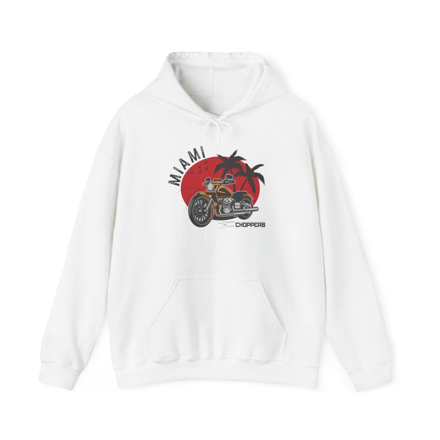Miami Choppers Unisex Heavy Blend™ - Retro Motorcycle Design for Road Trip Enthusiasts Hooded Sweatshirt