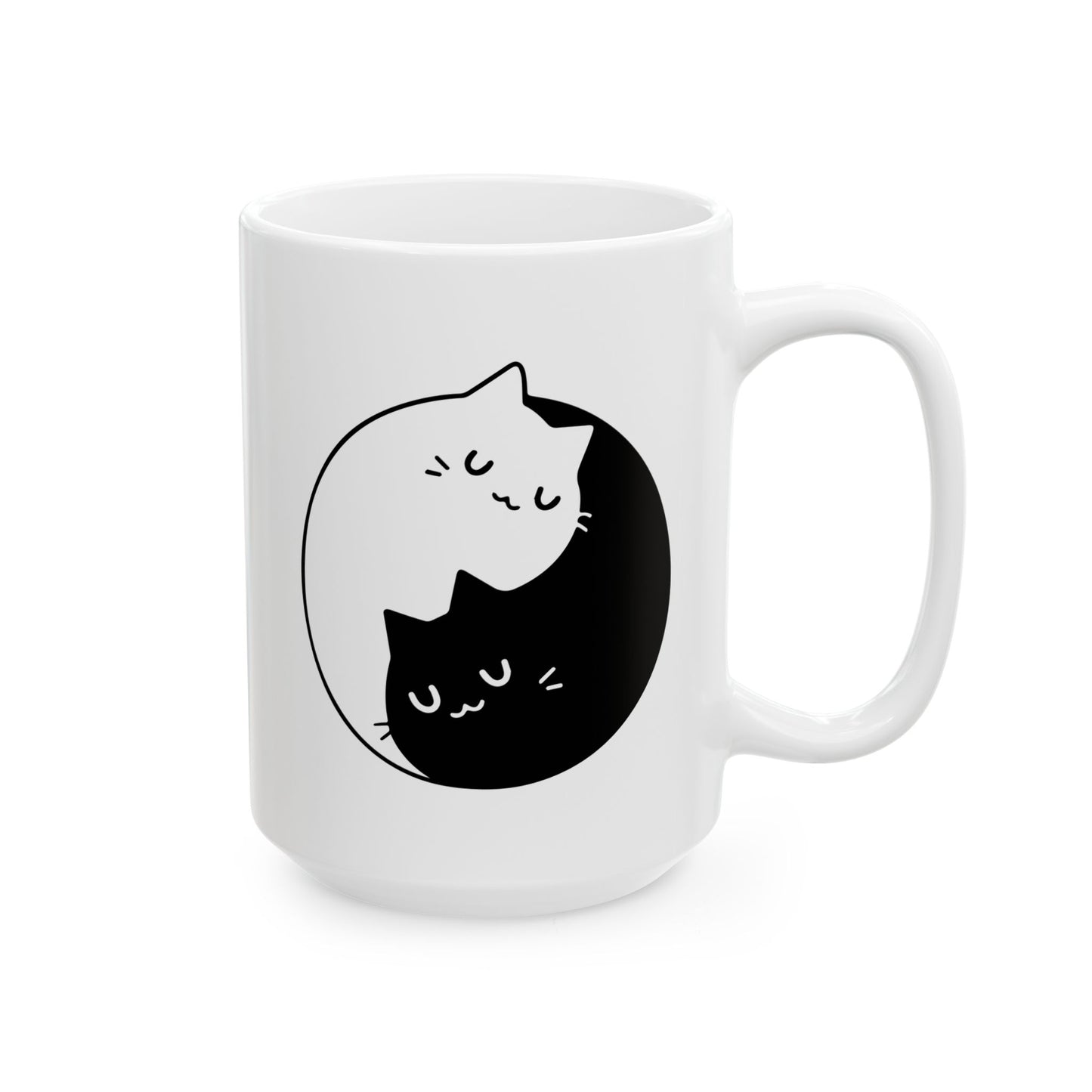 Cute Cat Yin Yang Ceramic Mug - 11oz & 15oz - CHILL T-SHIRT