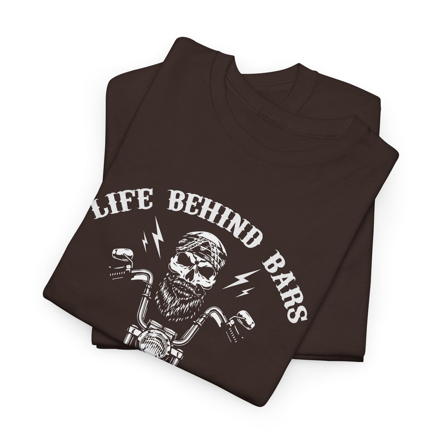Life Behind Bars Motorcycle Tee - Unisex Heavy Cotton T-Shirt for Bikers - CHILL T-SHIRT