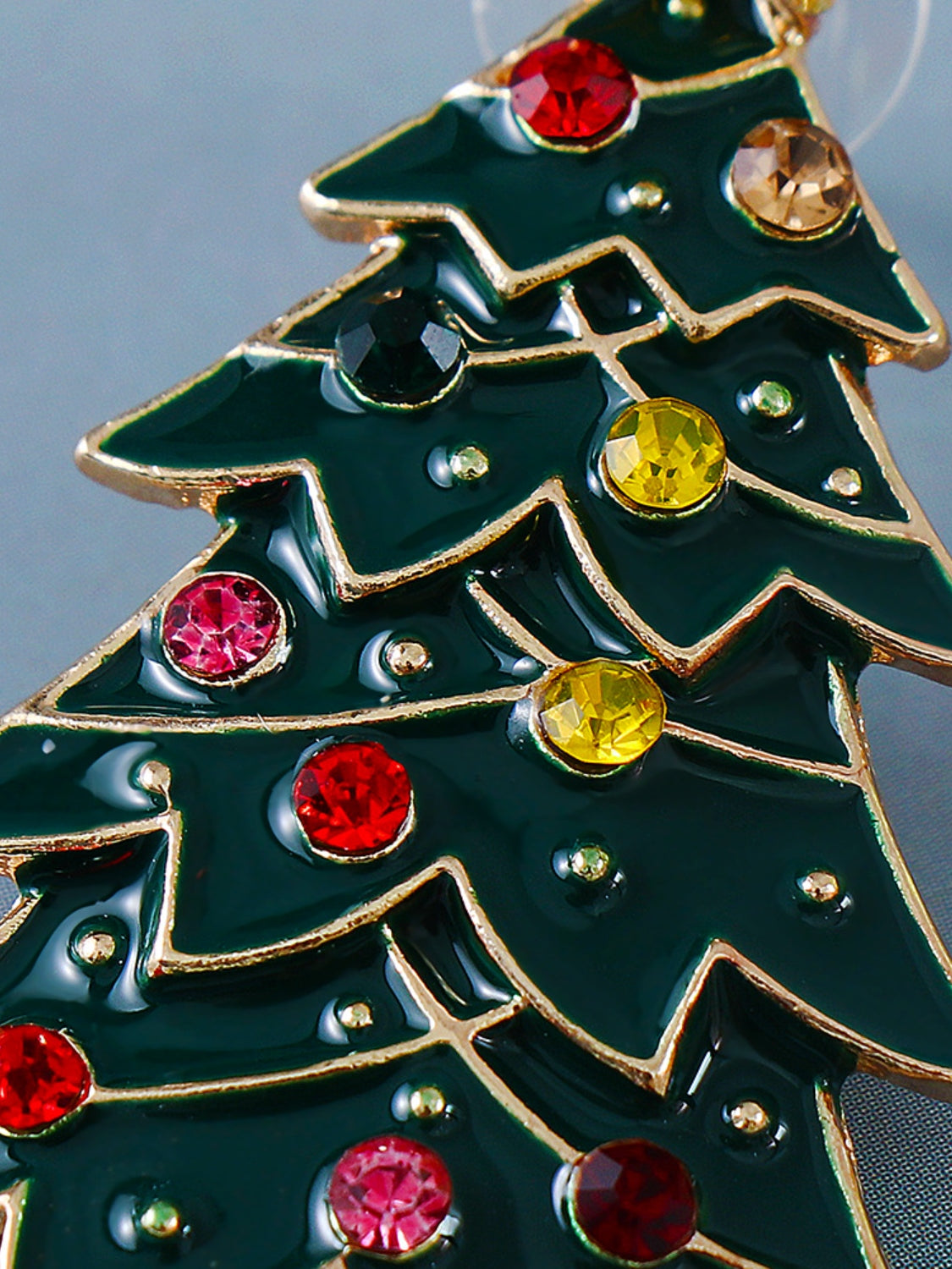 Alloy Inlaid Rhinestone Christmas Tree Earrings - CHILL T-SHIRT