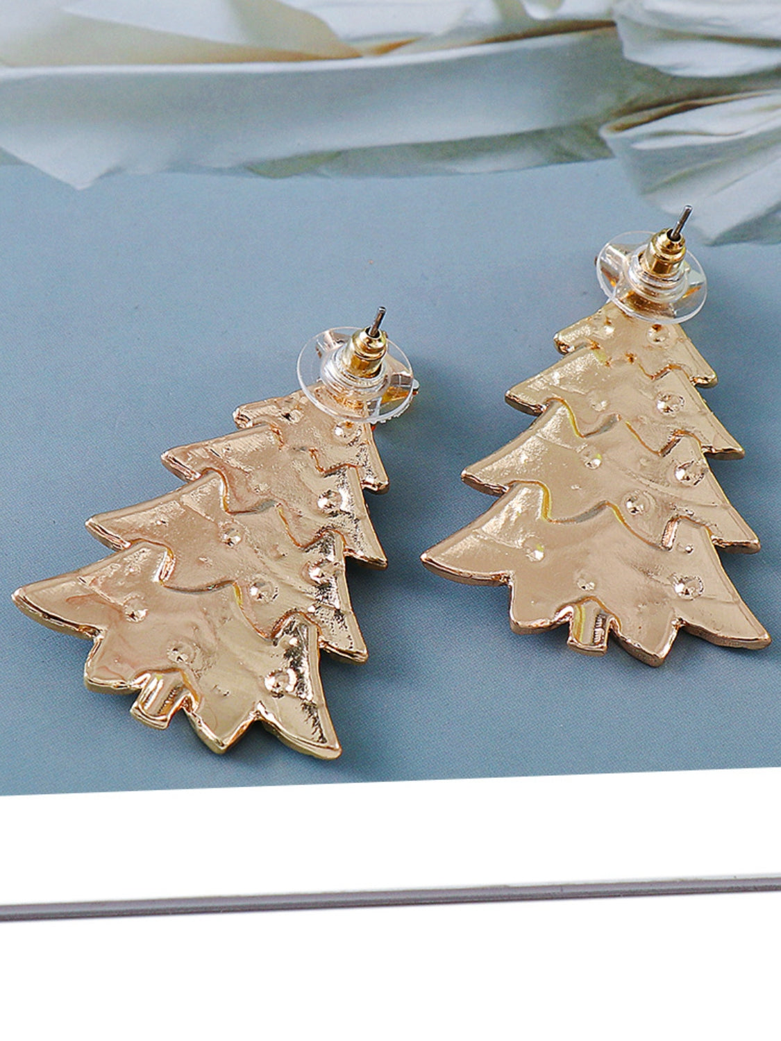 Alloy Inlaid Rhinestone Christmas Tree Earrings - CHILL T-SHIRT