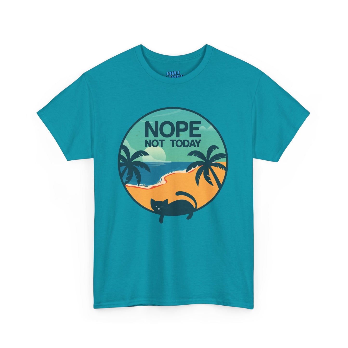 Catlover "Nope Not Today" Unisex Heavy Cotton Tee - Casual Everyday Wear for Relaxation and Chill Vibes