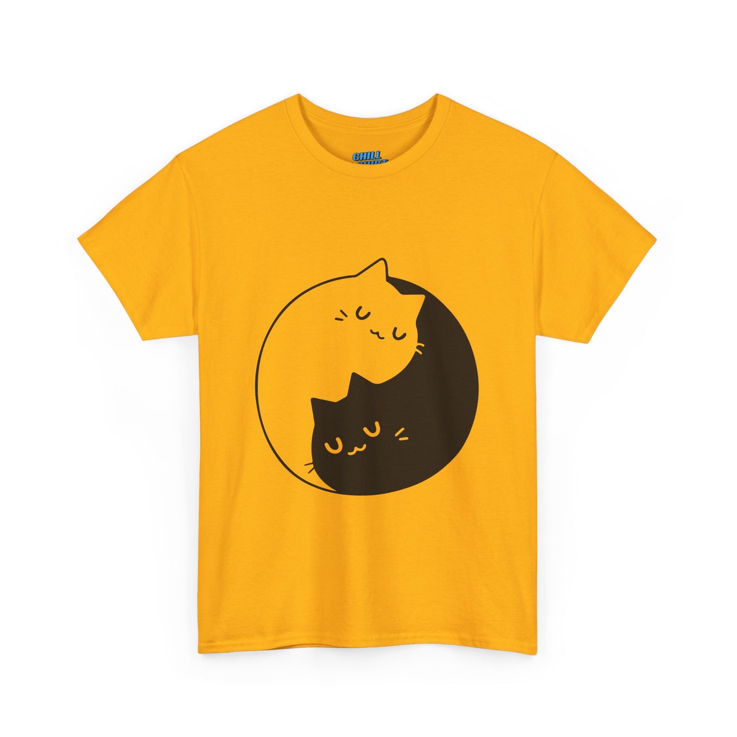 Cute Cat Yin Yang Unisex Heavy Cotton Tee