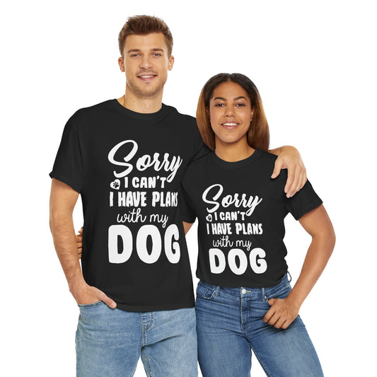 Dog Lover Unisex Heavy Cotton Tee - 'Sorry, I Can't, I Have Plans with My Dog'