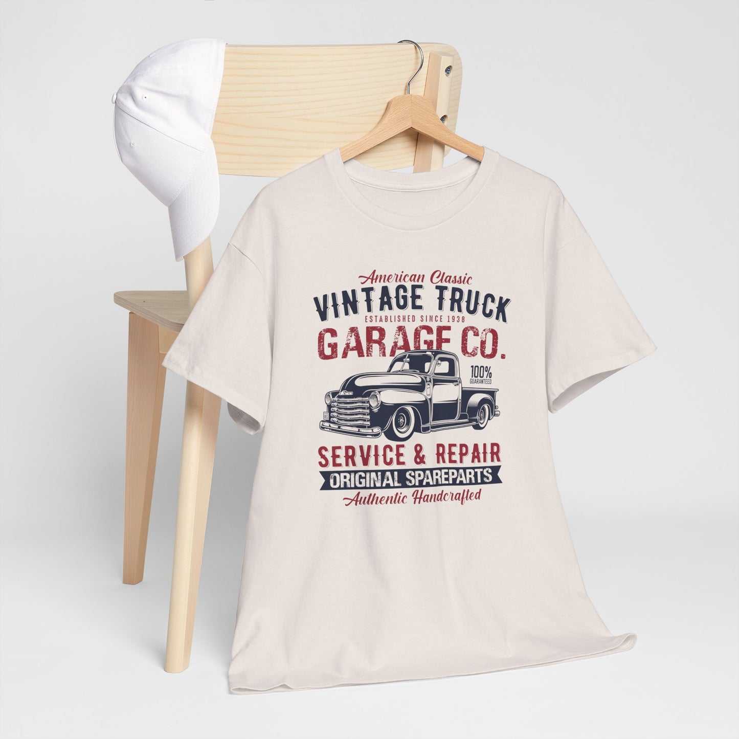 Vintage Truck Garage Unisex Heavy Cotton Tee - Authentic Classic Repair Design - CHILL T-SHIRT