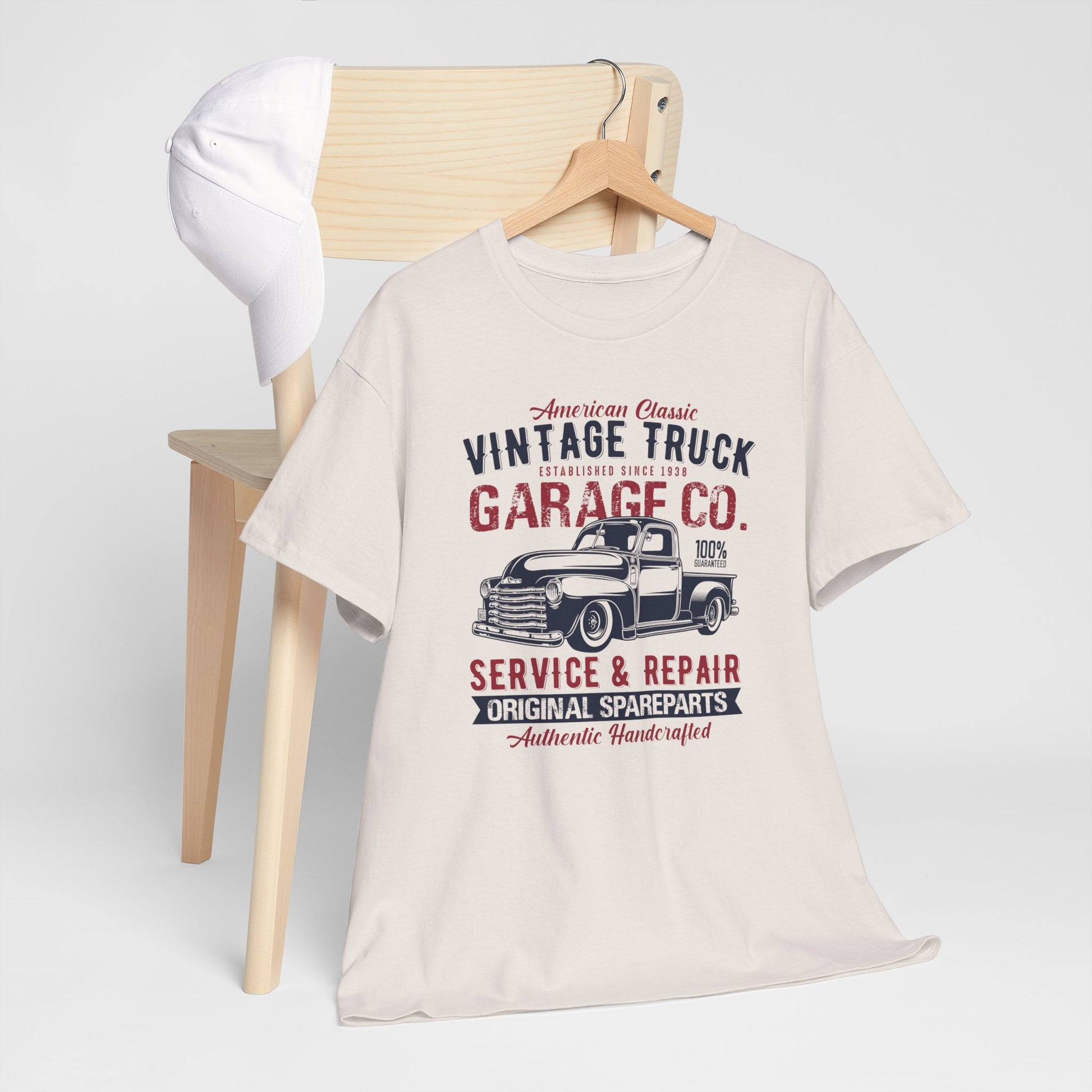 Vintage Truck Garage Unisex Heavy Cotton Tee - Authentic Classic Repair Design - CHILL T-SHIRT