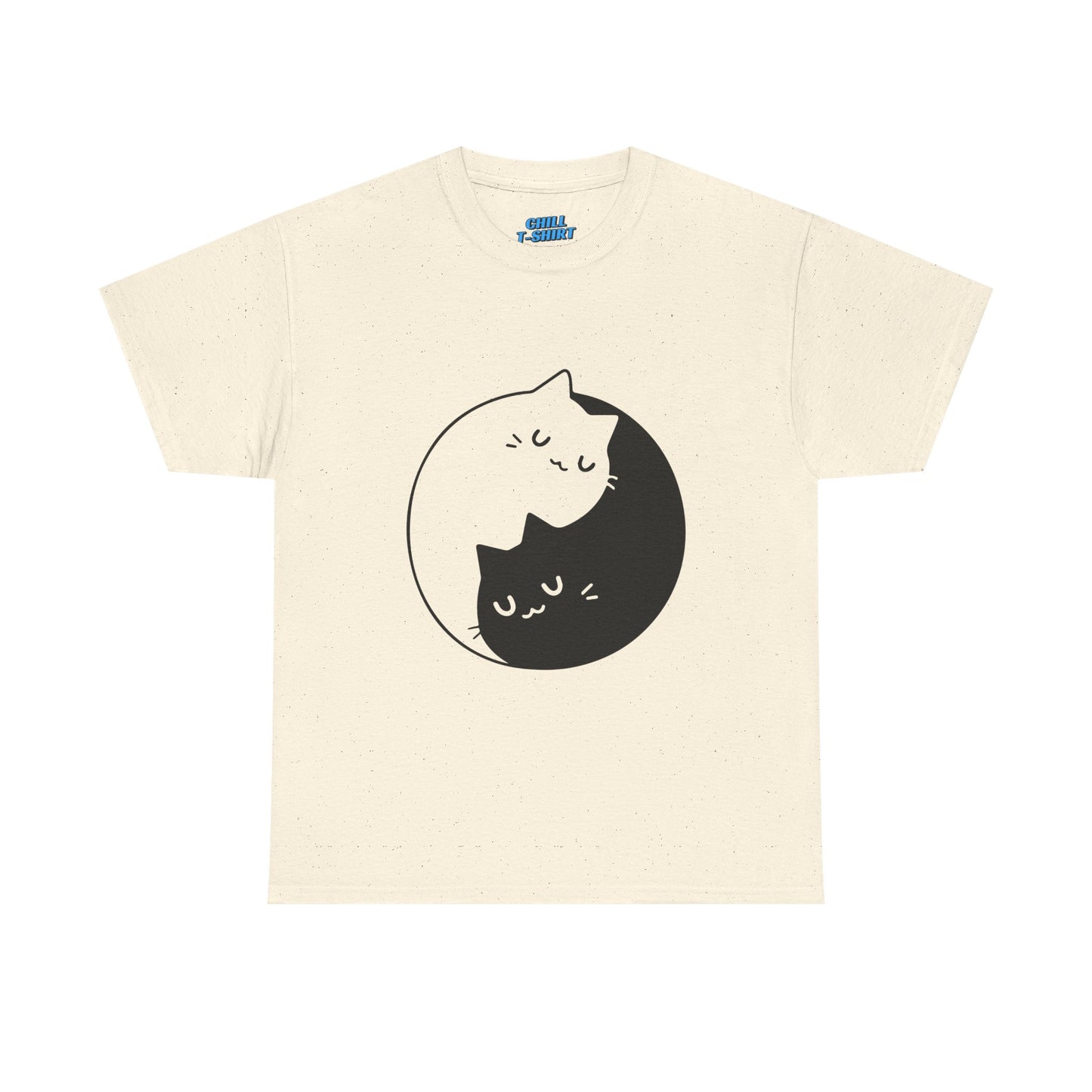 Cute Cat Yin Yang Unisex Heavy Cotton Tee