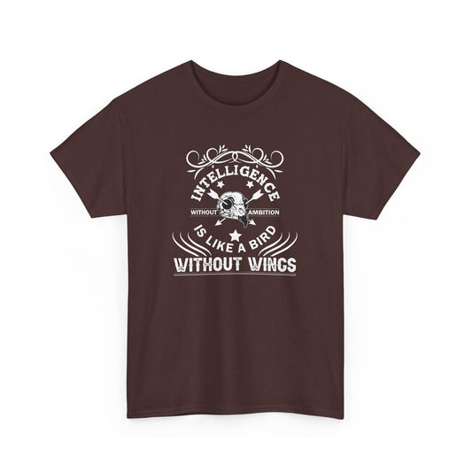 Vintage Inspired Unisex Heavy Cotton Tee – 'Intelligence is Like a Bird Without Wings' T-Shirt - CHILL T-SHIRT