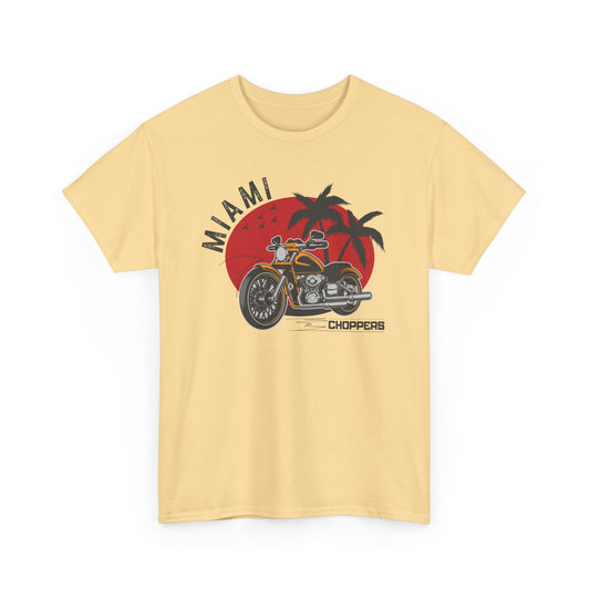 Miami Choppers Unisex Heavy Cotton Tee - Retro Motorcycle Design for Road Trip Enthusiasts T-Shirt - CHILL T-SHIRT