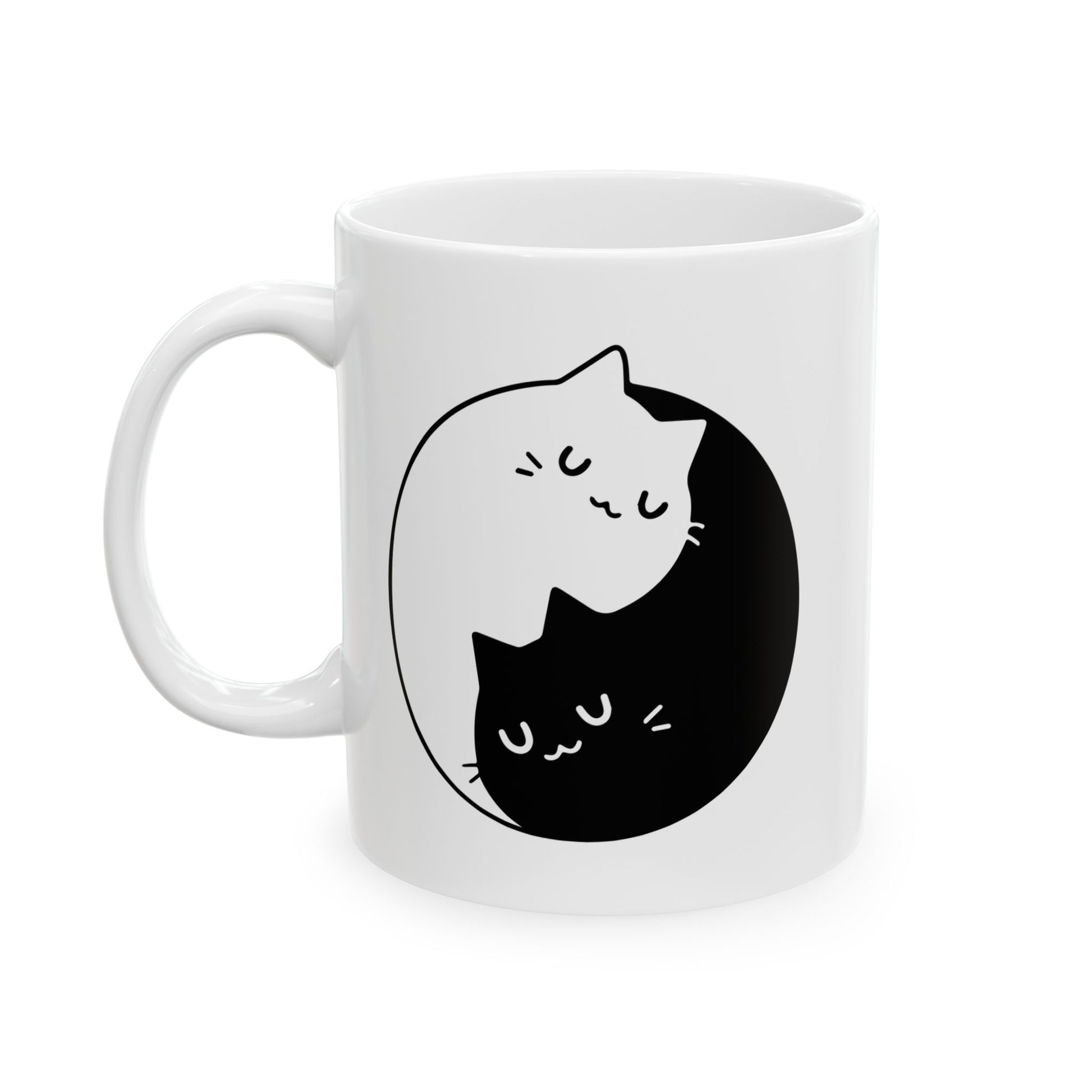 Cute Cat Yin Yang Ceramic Mug - 11oz & 15oz - CHILL T-SHIRT