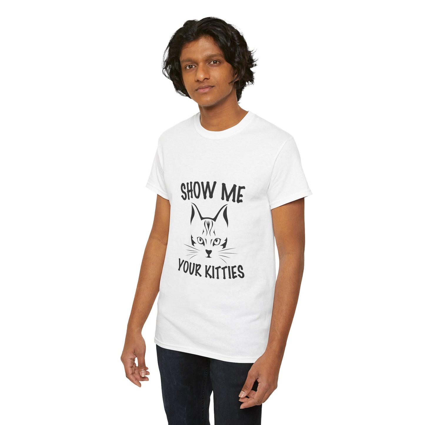 Funny Cat T-Shirt - "Show Me Your Kitties" Unisex Heavy Cotton Tee