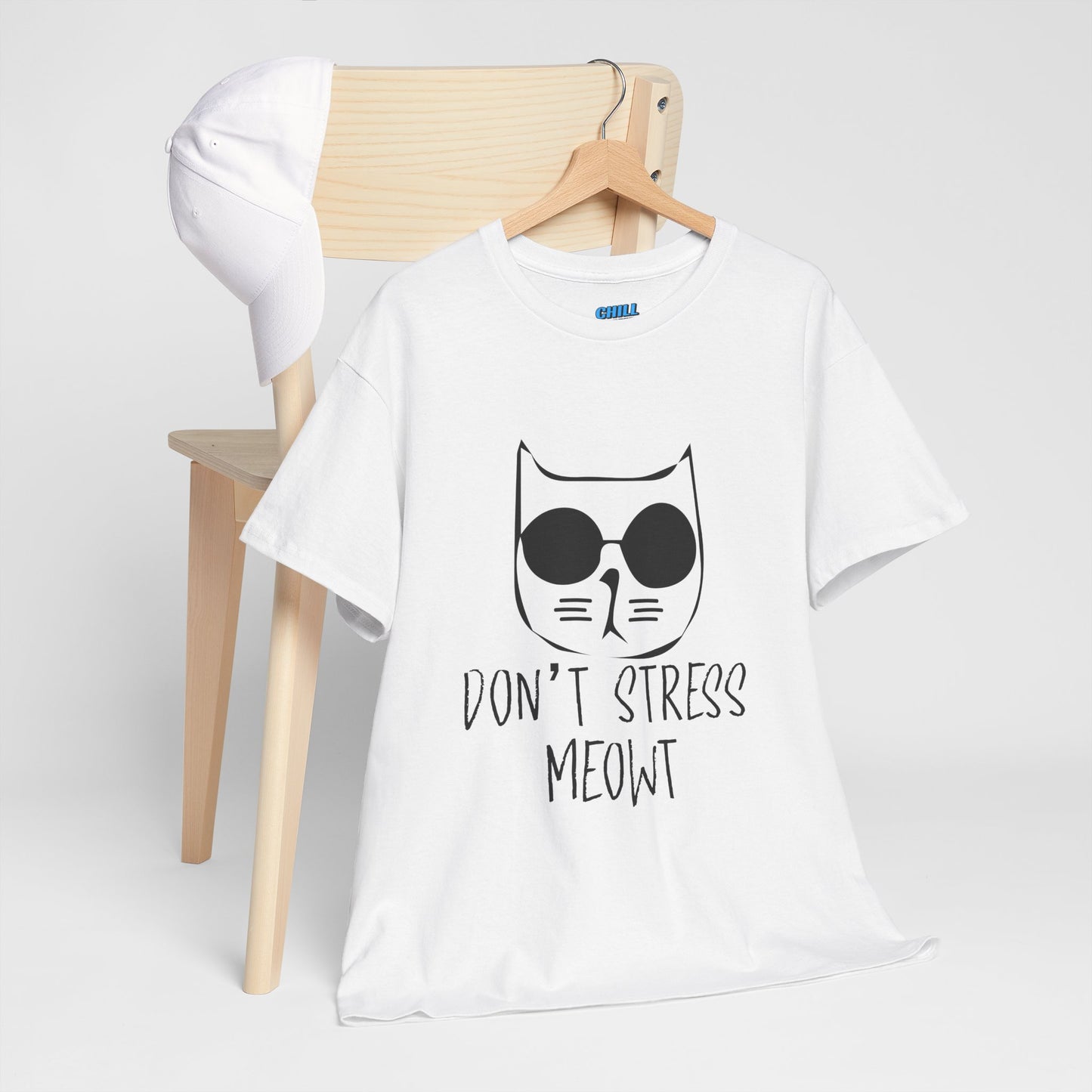 Funny Cat T-Shirt - "Don't Stress Meowt" Unisex Heavy Cotton Tee