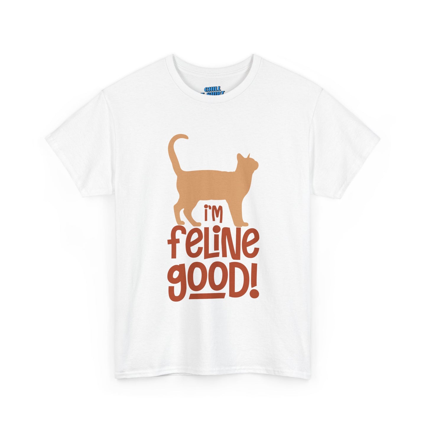 Funny Cat T-Shirt - "I'm Feline Good!" Unisex Heavy Cotton Tee