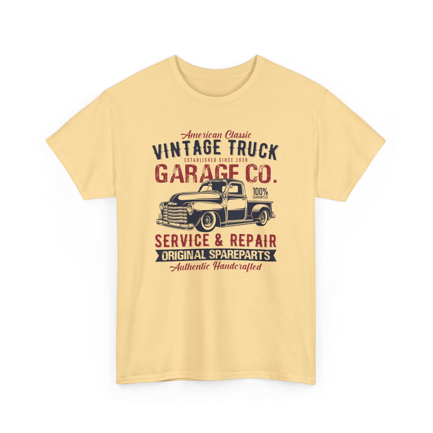 Vintage Truck Garage Unisex Heavy Cotton Tee - Authentic Classic Repair Design - CHILL T-SHIRT
